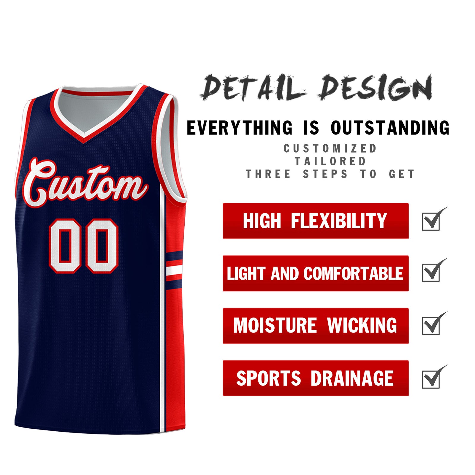 Custom Youth Basketball Jersey - Navy Red Two-Tone Varsity Jersey Set