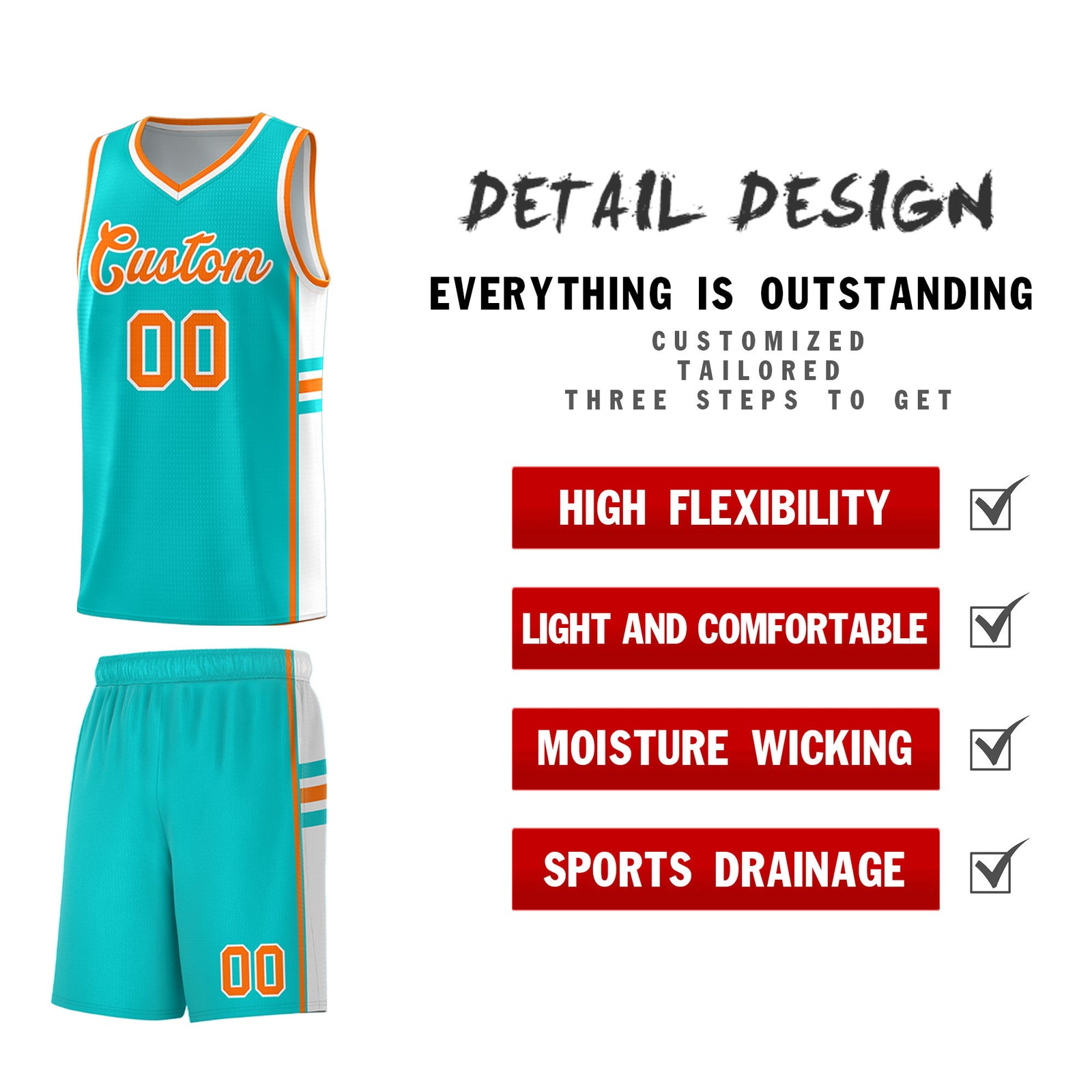 Custom Youth Basketball Jersey - Aqua White Two-Tone Classic Varsity Uniform