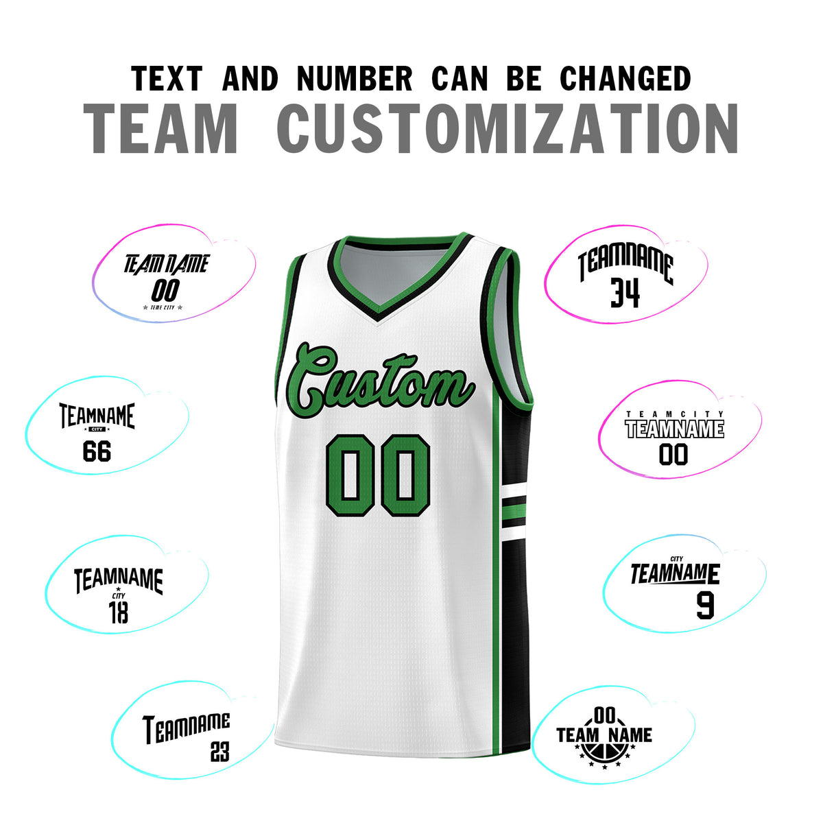Custom Youth Basketball Jersey - White Kelly Green Two-Tone Varsity Jersey Set