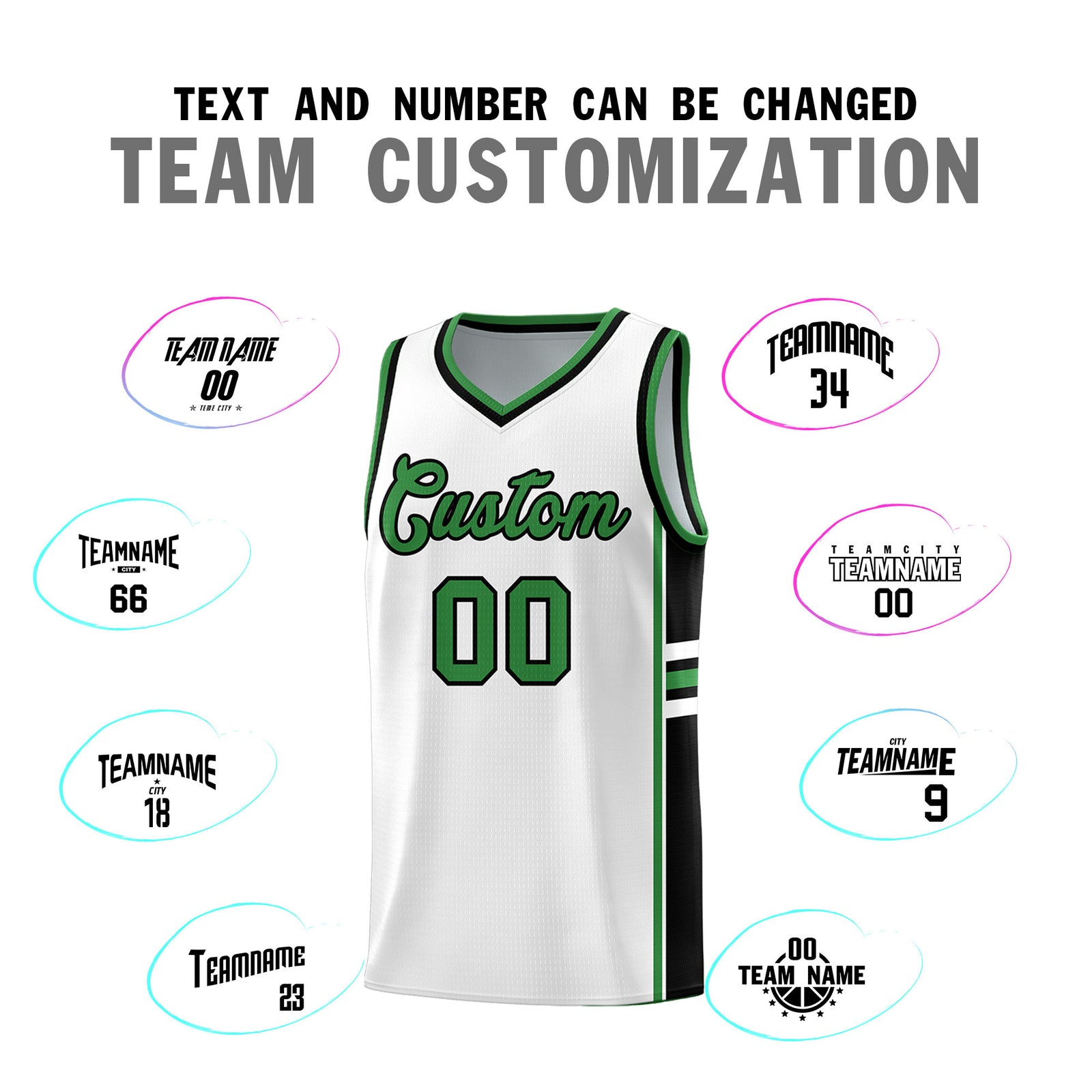 Custom Youth Basketball Jersey - White Kelly Green Two-Tone Varsity Jersey Set