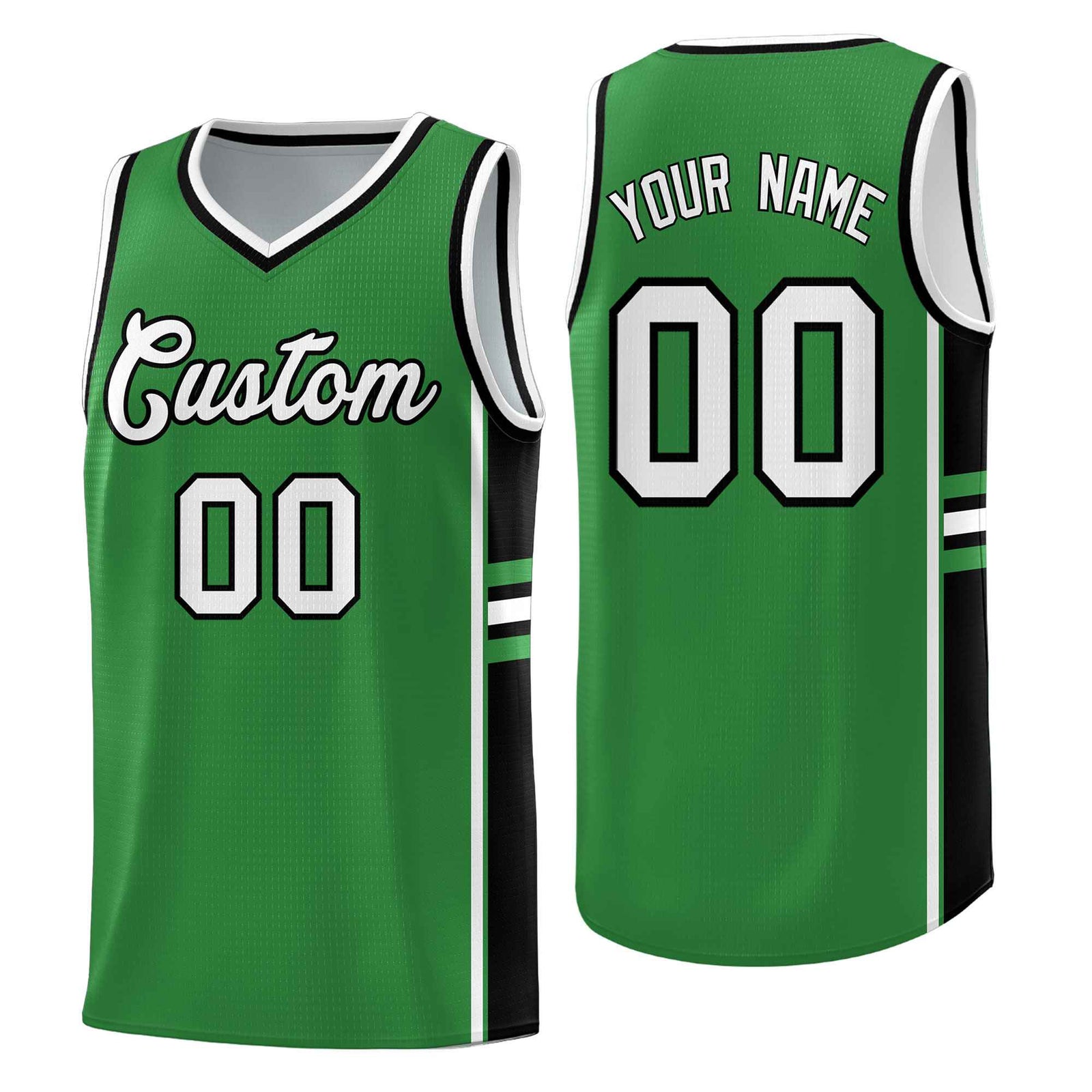 Custom Youth Basketball Jersey - Kelly Green Black Two-Tone Varsity Jersey Set