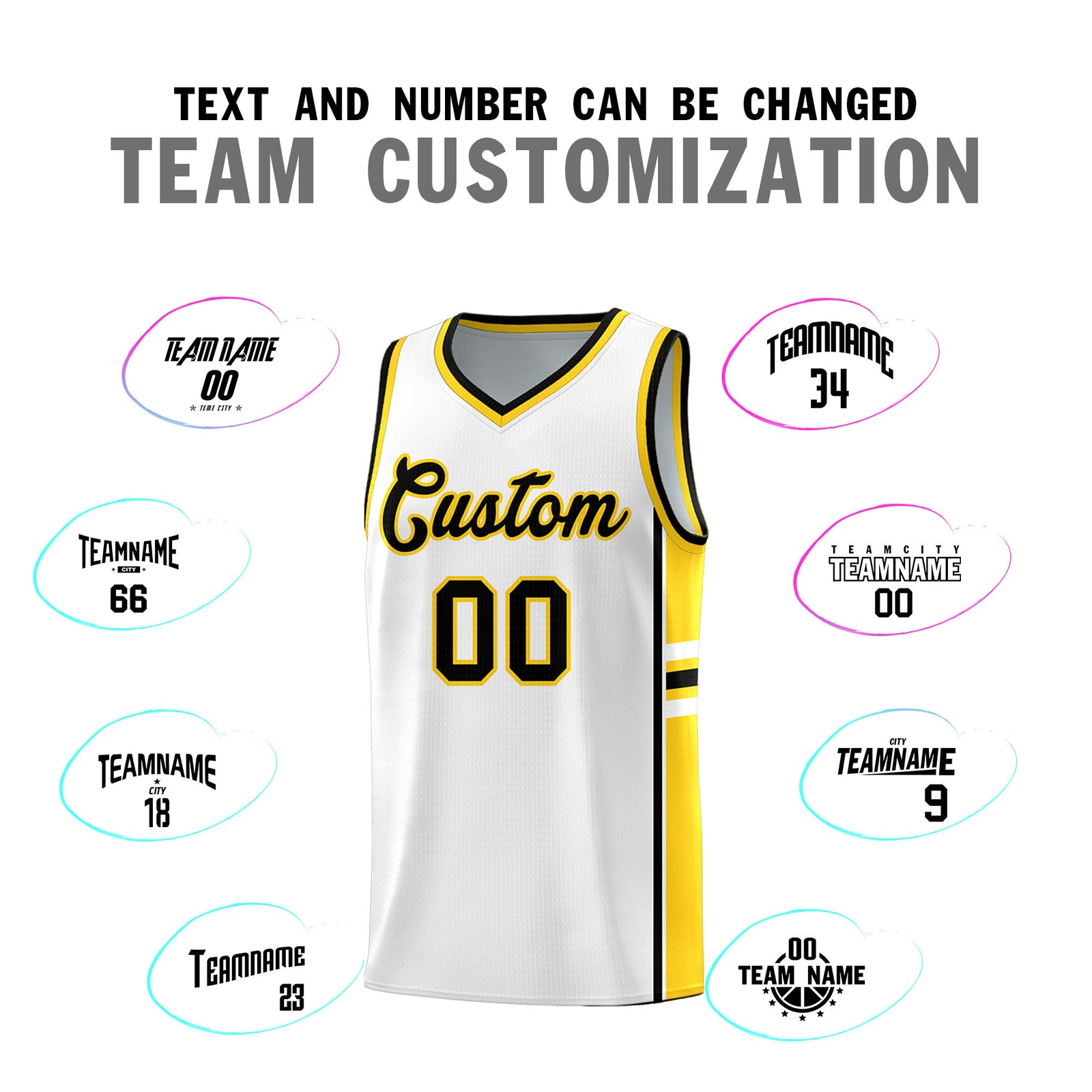 Custom Youth Basketball Jersey - White Gold Personalized Varsity Two-Tone Uniform