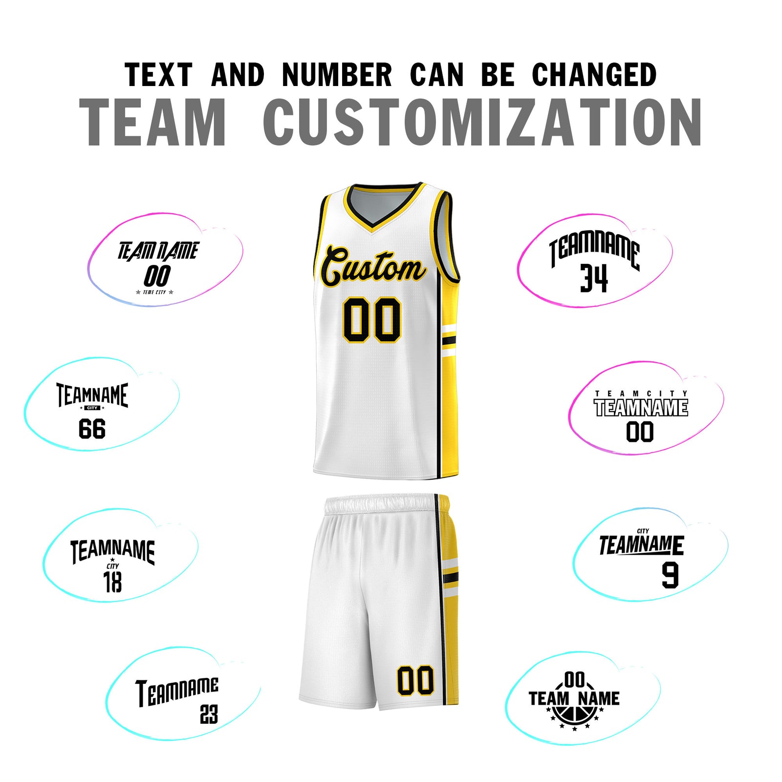 Custom Youth Basketball Jersey - White Gold Personalized Varsity Two-Tone Uniform