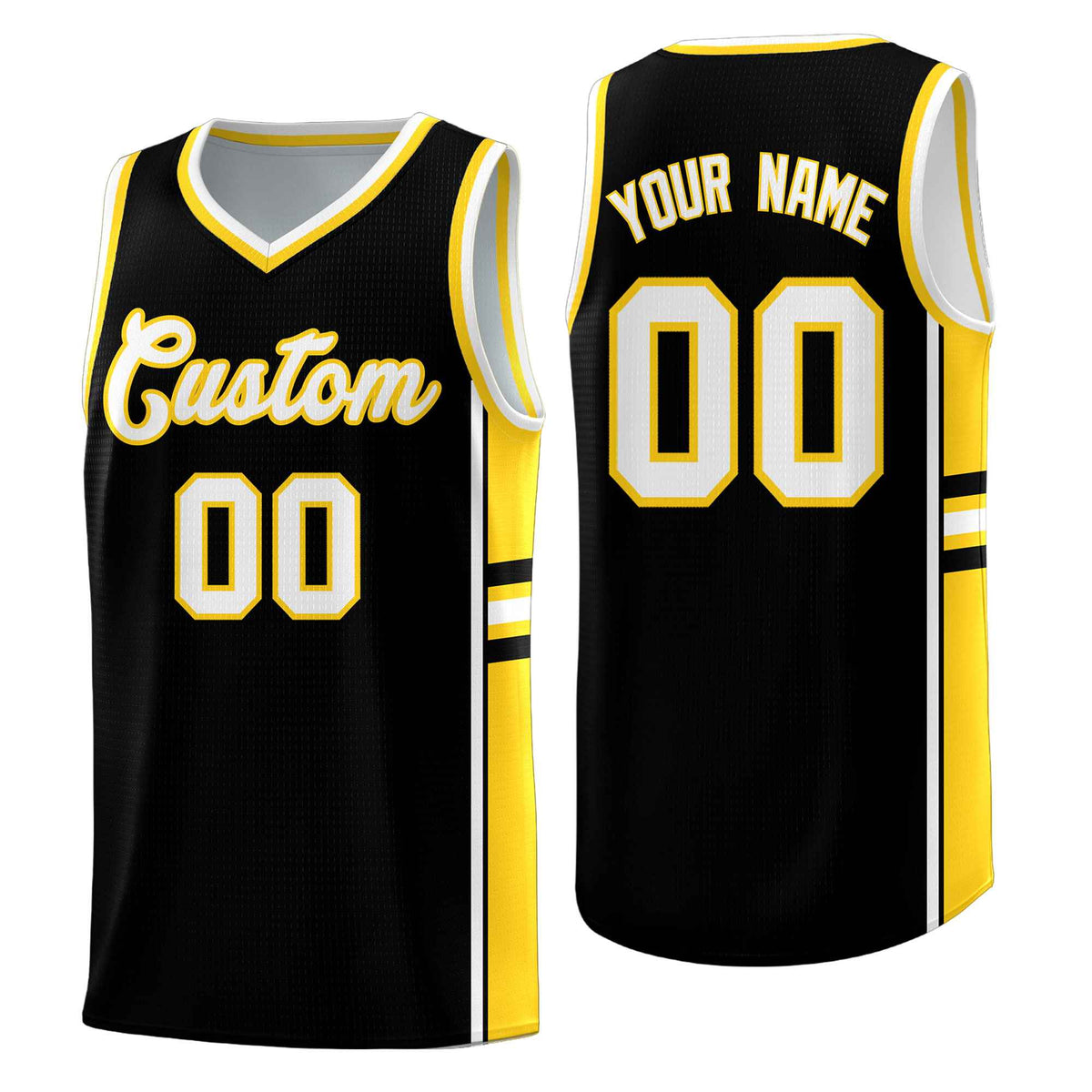 Custom Youth Basketball Jersey - Black Gold Two-Tone Varsity Jersey Set