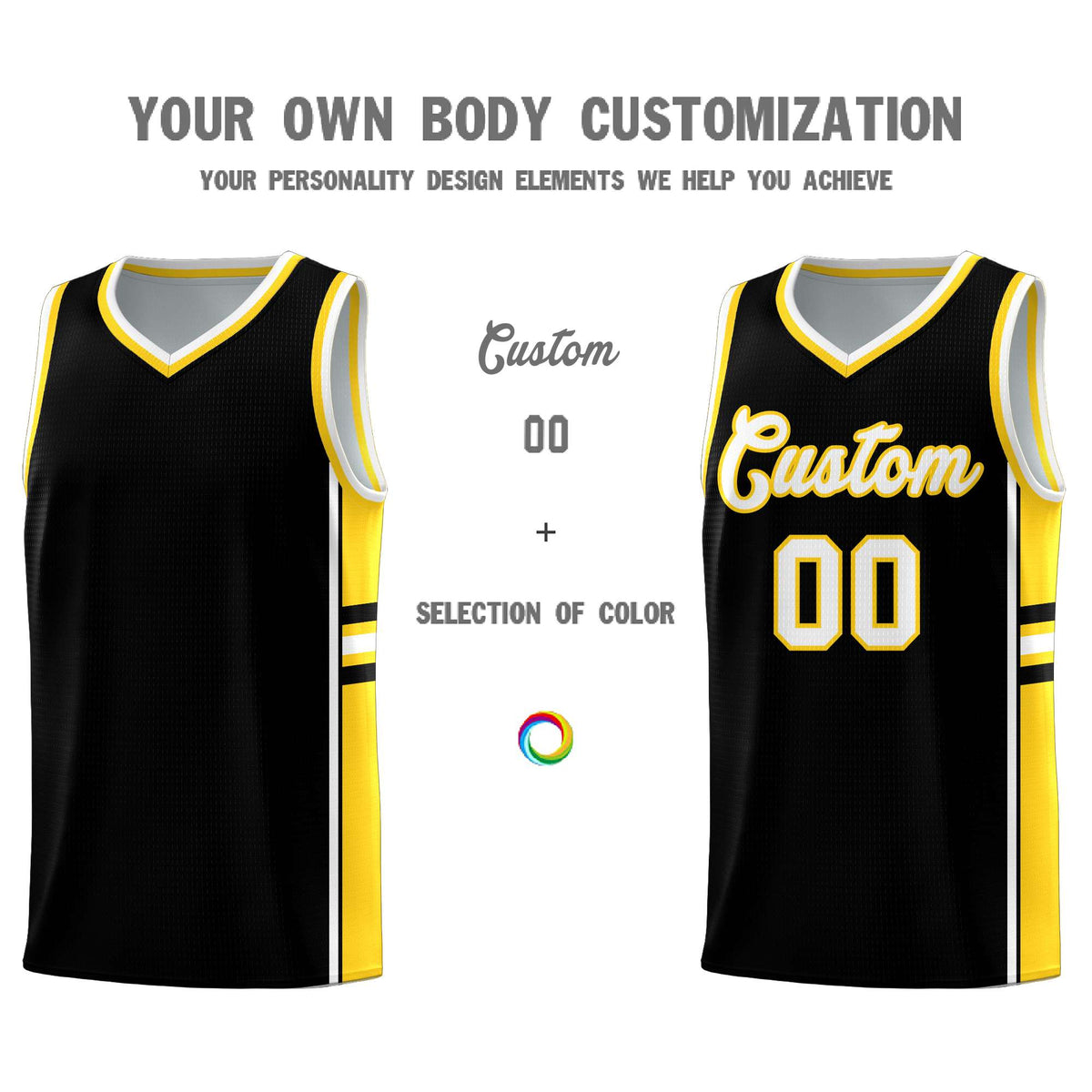 Custom Youth Basketball Jersey - Black Gold Two-Tone Varsity Jersey Set
