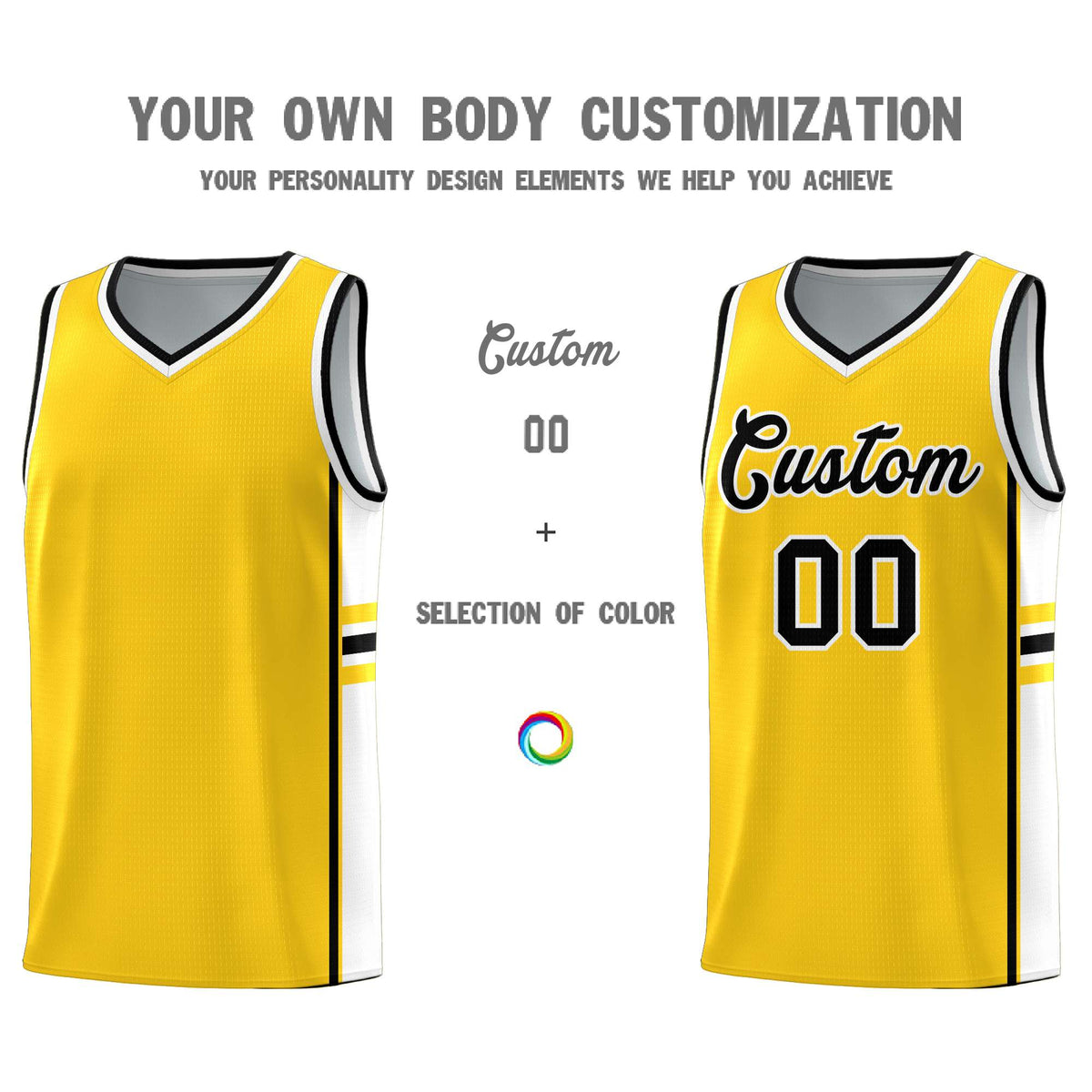 Custom Youth Basketball Jersey - Gold White Two-Tone Classic Varsity Uniform