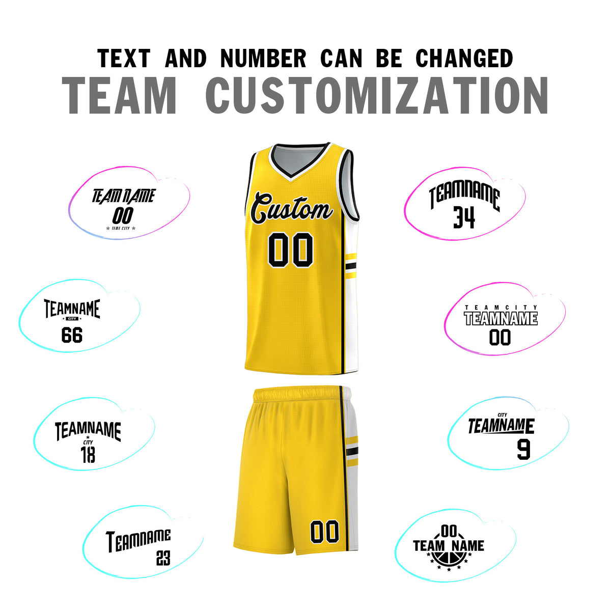 Custom Youth Basketball Jersey - Gold White Two-Tone Classic Varsity Uniform