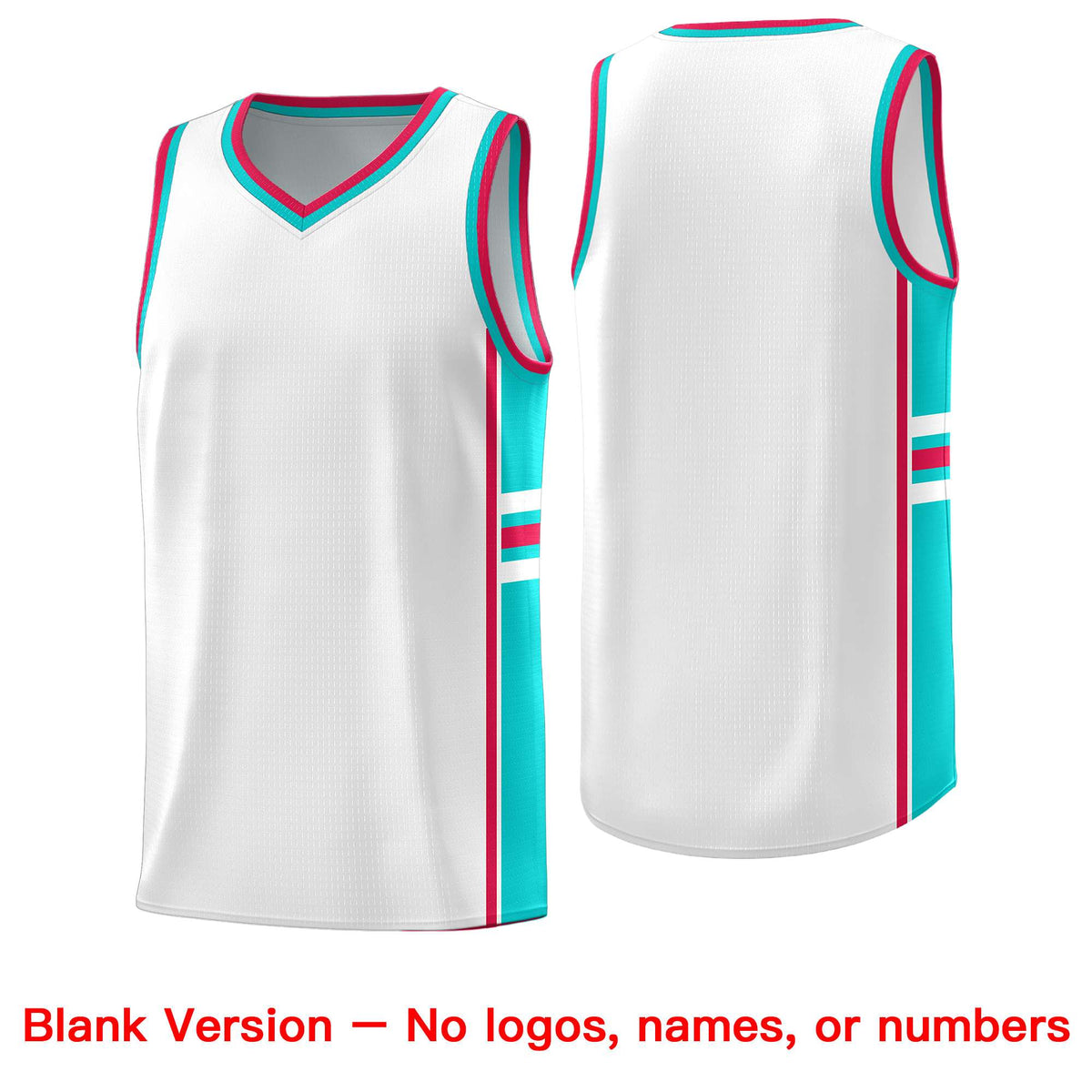 Custom Youth Basketball Jersey - White Aqua Personalized Varsity Two-Tone Uniform