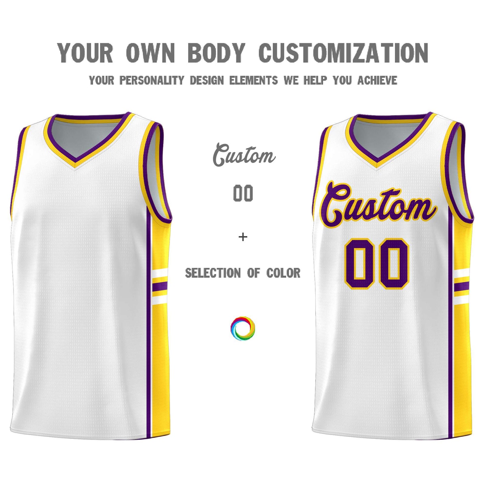 Custom Youth Basketball Jersey - White Gold Personalized Varsity Two-Tone Uniform
