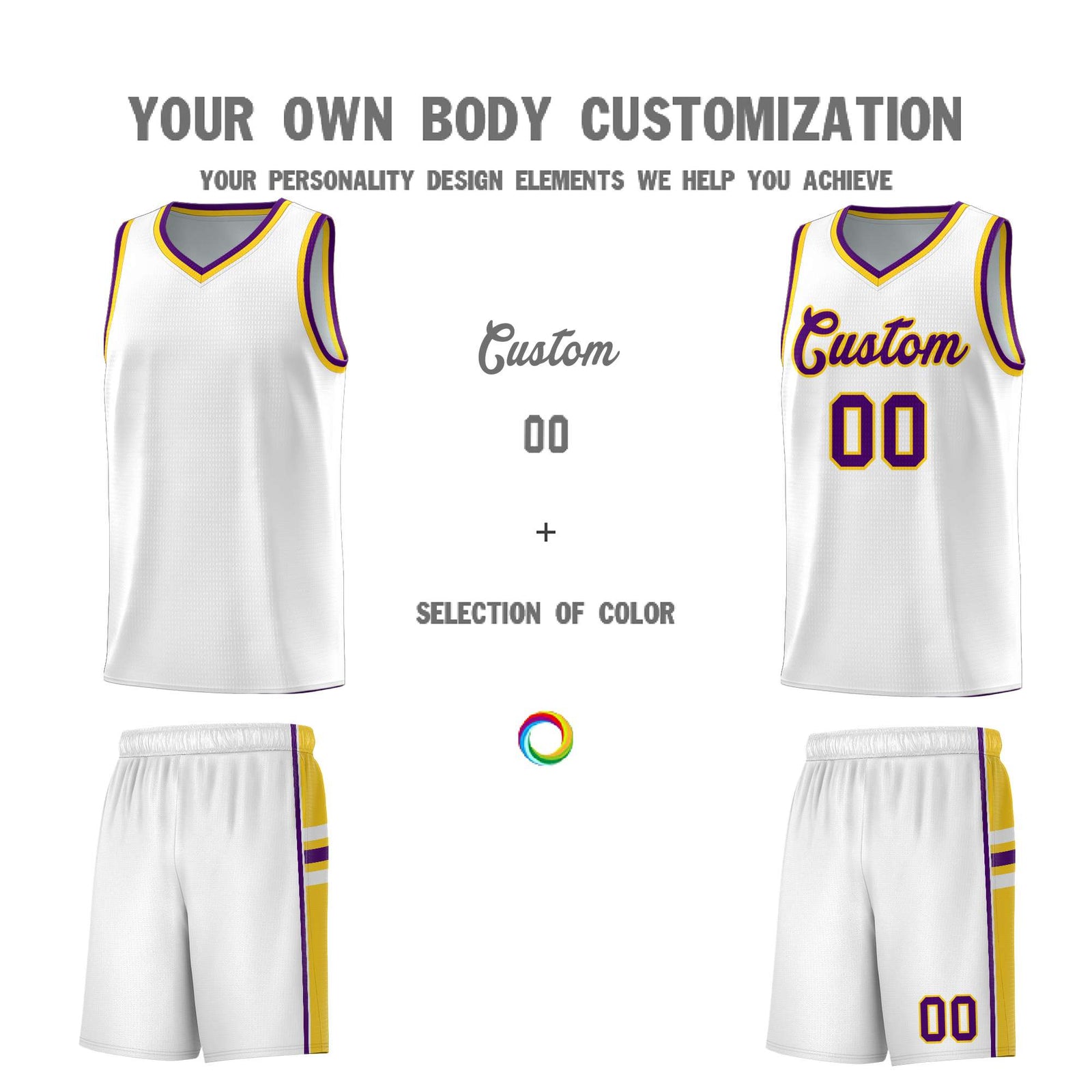 Custom Youth Basketball Jersey - White Gold Personalized Varsity Two-Tone Uniform