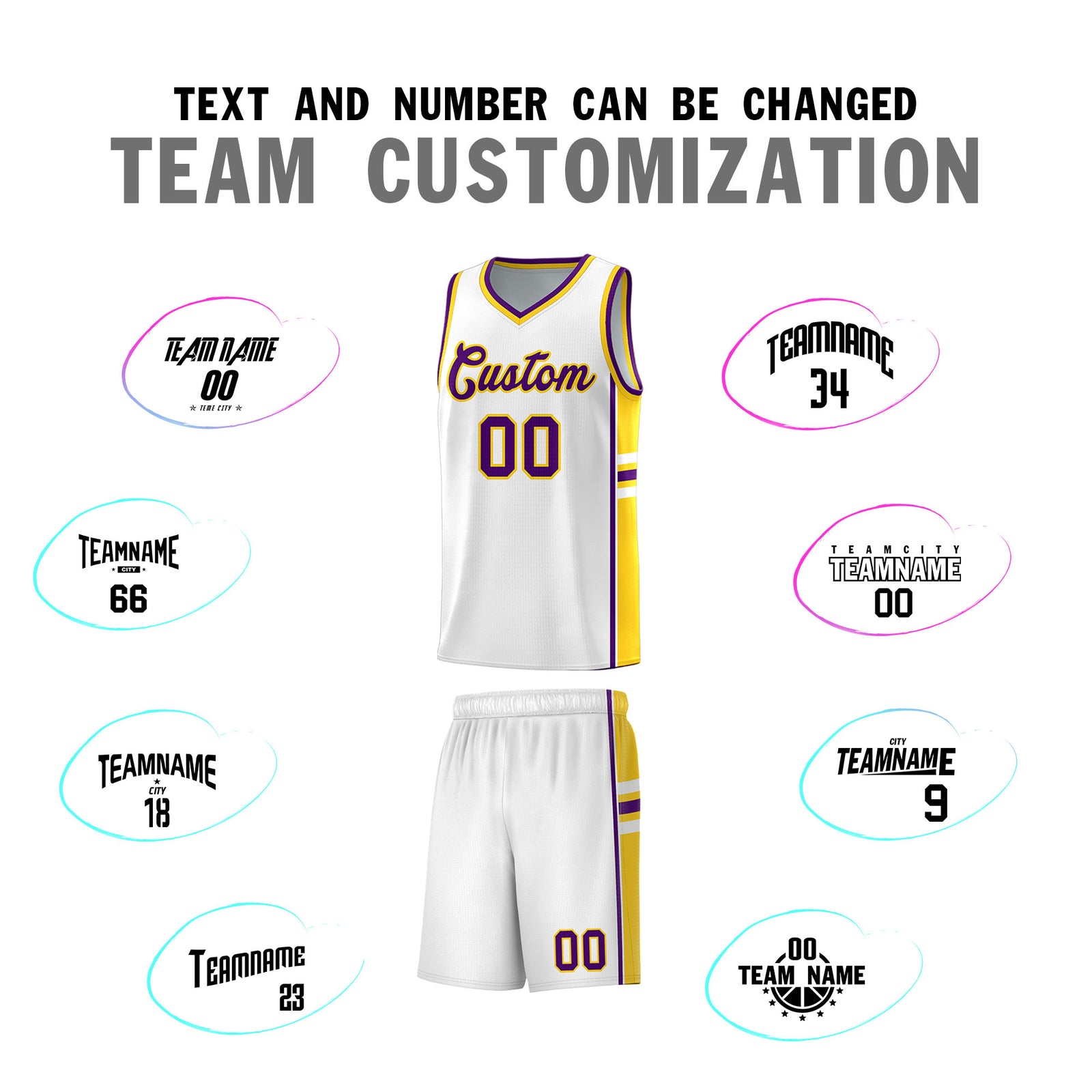 Custom Youth Basketball Jersey - White Gold Personalized Varsity Two-Tone Uniform