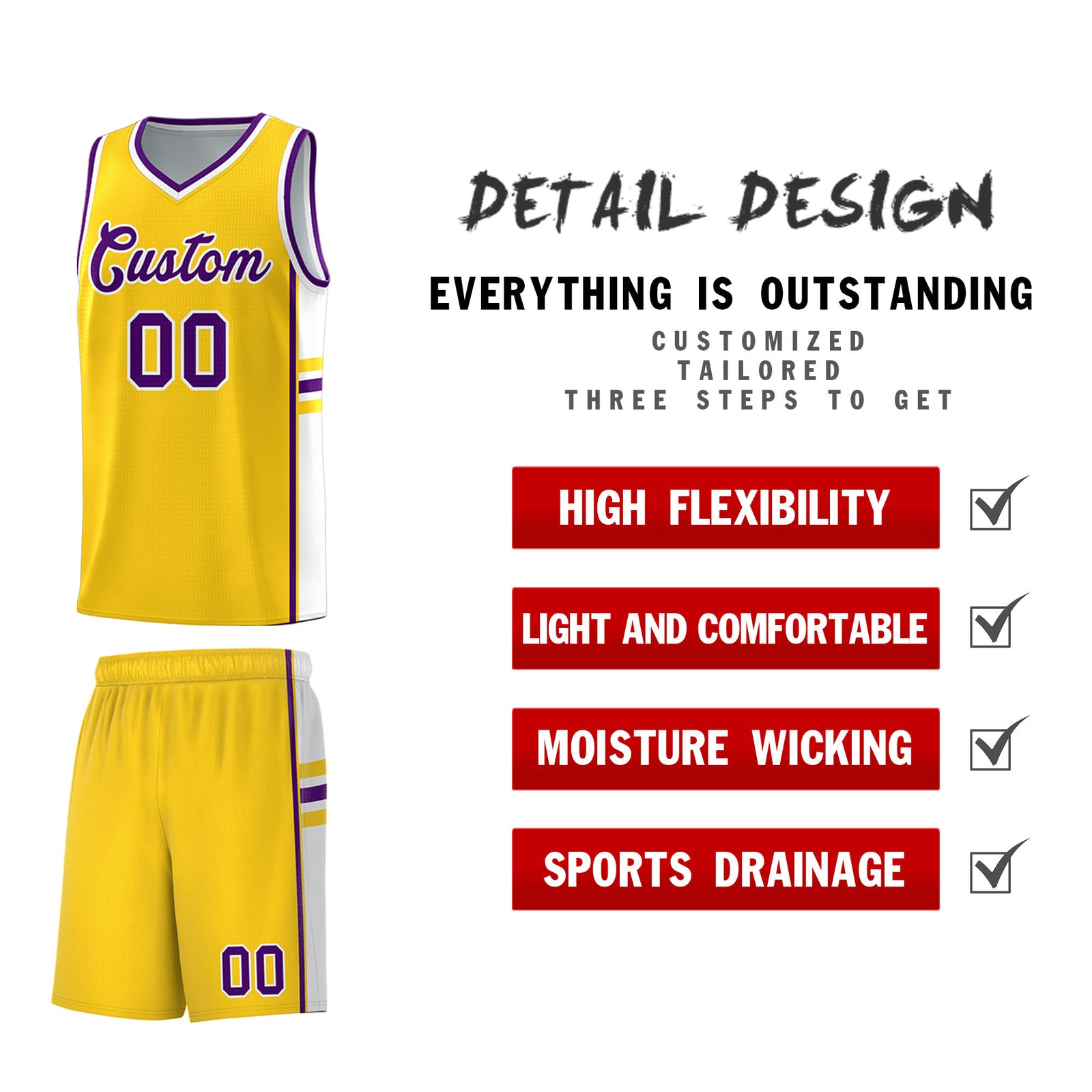 Custom Youth Basketball Jersey - Gold White Two-Tone Classic Varsity Uniform