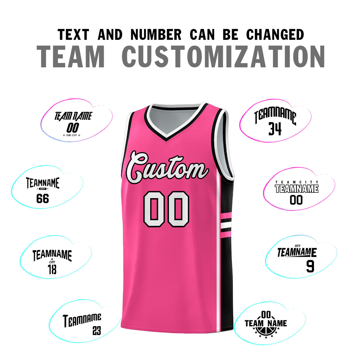Custom Youth Basketball Jersey - Pink Black Two-Tone Varsity Jersey Set
