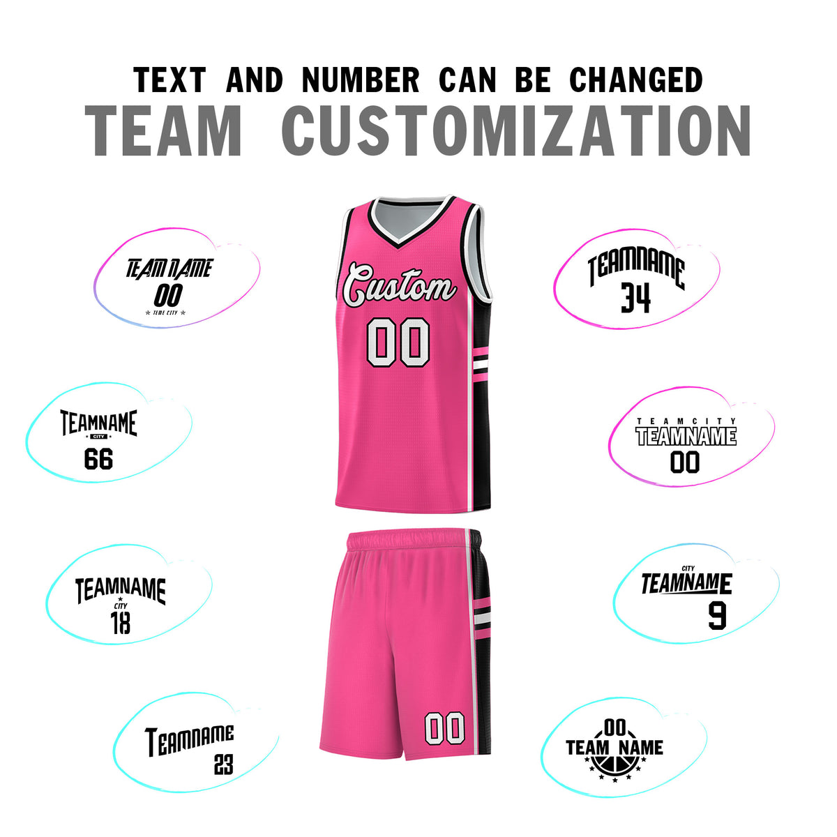 Custom Youth Basketball Jersey - Pink Black Two-Tone Varsity Jersey Set