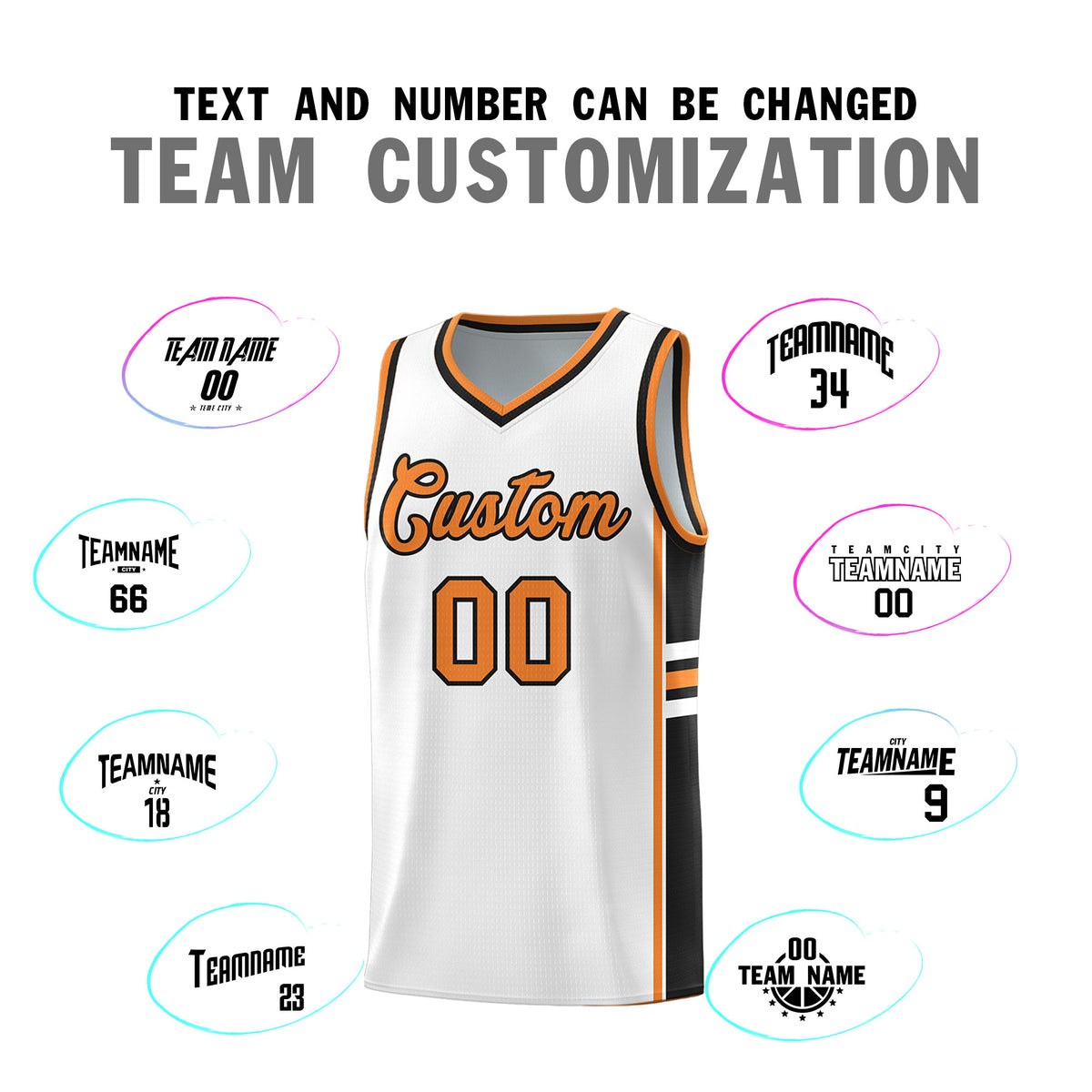 Custom Youth Basketball Jersey - White Gold Orange Personalized Varsity Two-Tone Uniform