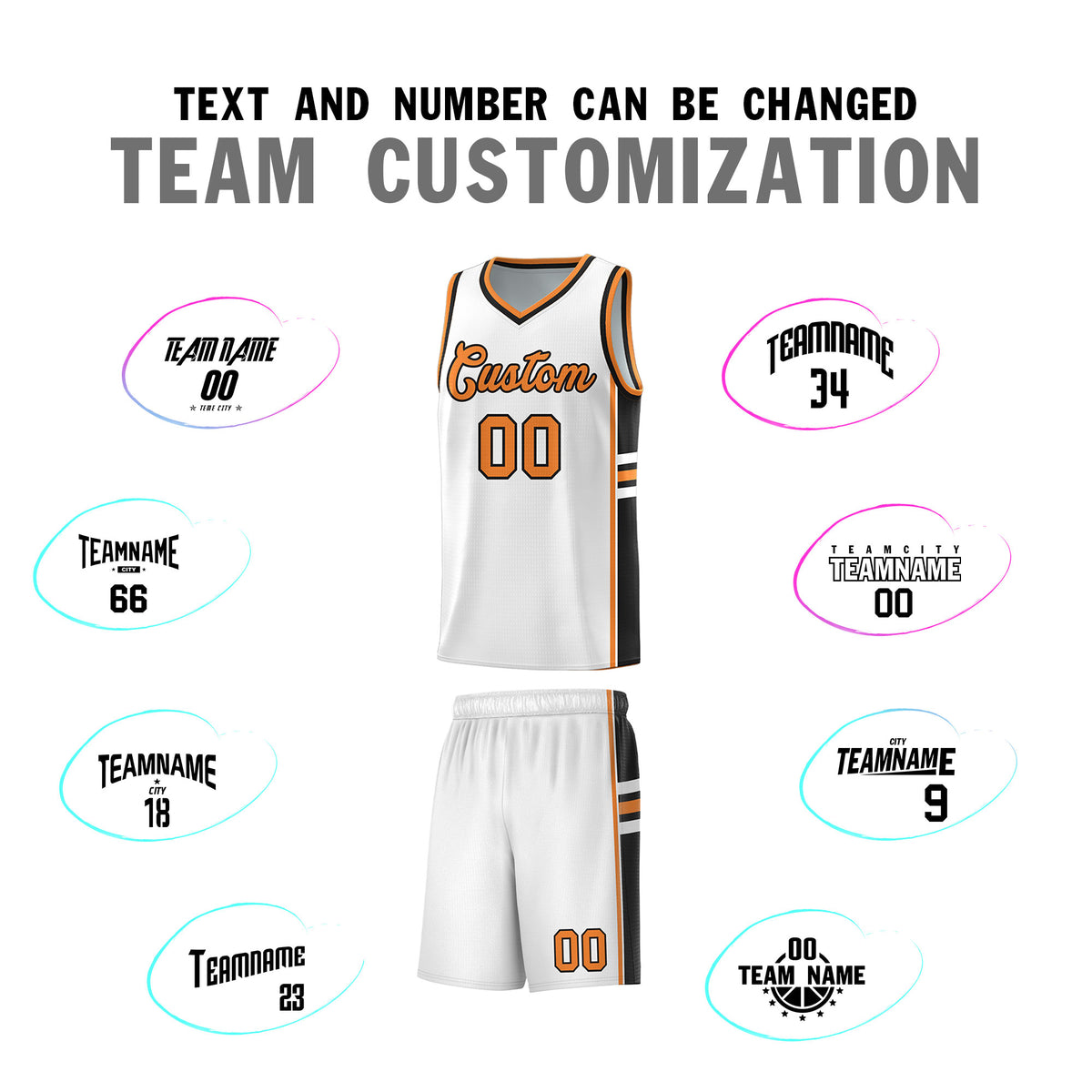 Custom Youth Basketball Jersey - White Gold Orange Personalized Varsity Two-Tone Uniform