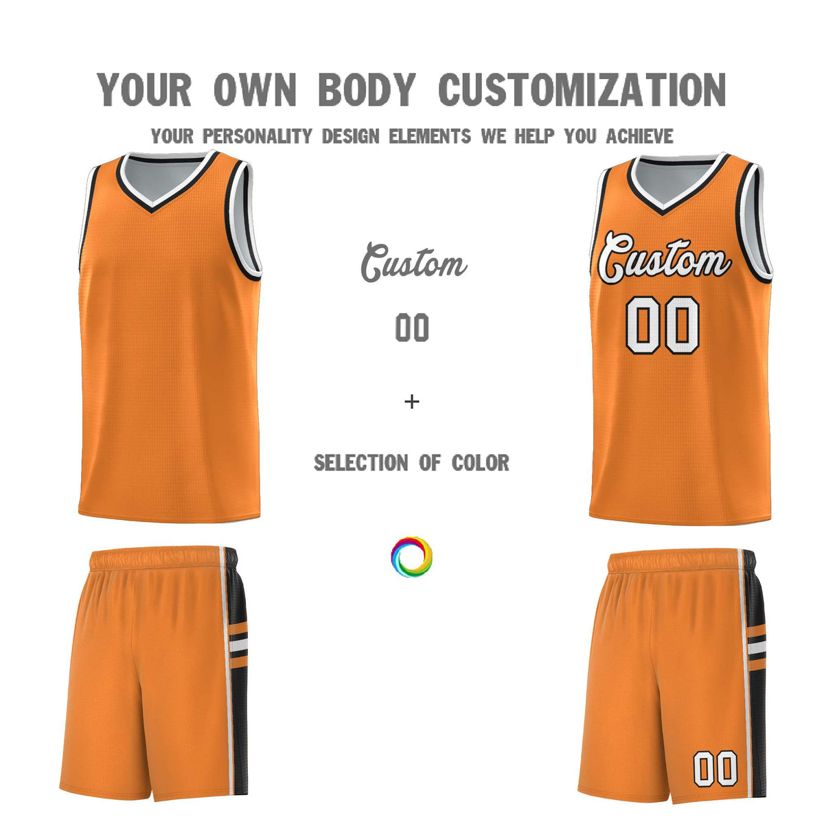 Custom Youth Basketball Jersey - Gold Orange Black Two-Tone Varsity Jersey Set