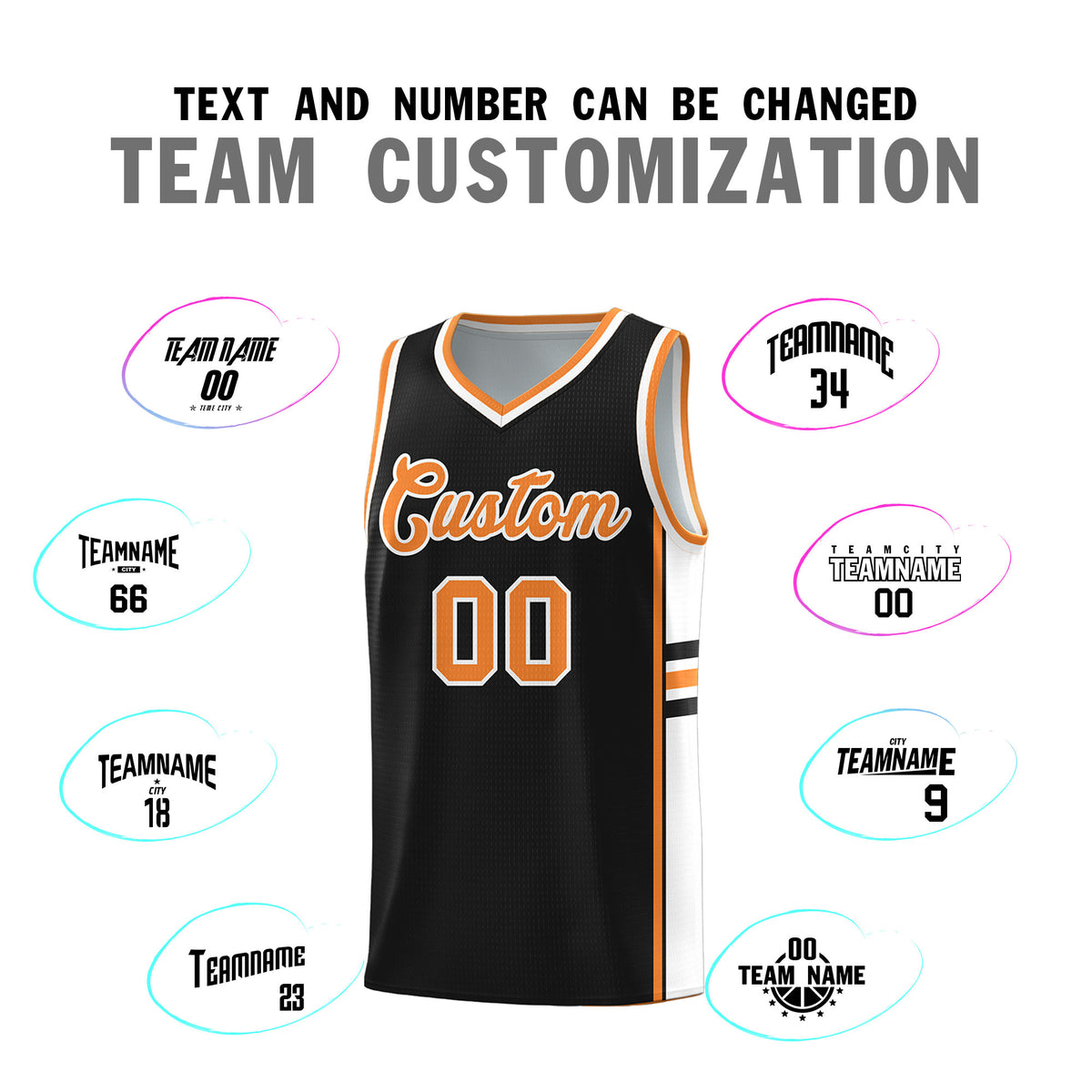 Custom Youth Basketball Jersey - Black Gold Orange Two-Tone Classic Varsity Uniform