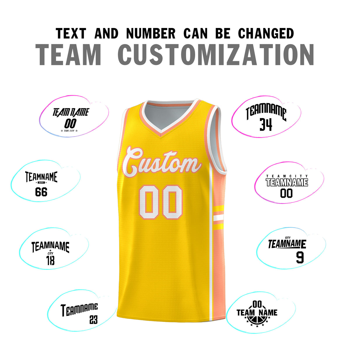 Custom Youth Basketball Jersey - Gold Light Orange Personalized Varsity Two-Tone Uniform