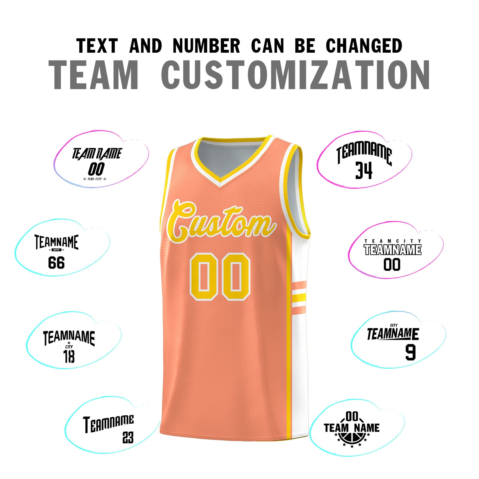 Custom Youth Basketball Jersey - Light Orange White Two-Tone Classic Varsity Uniform