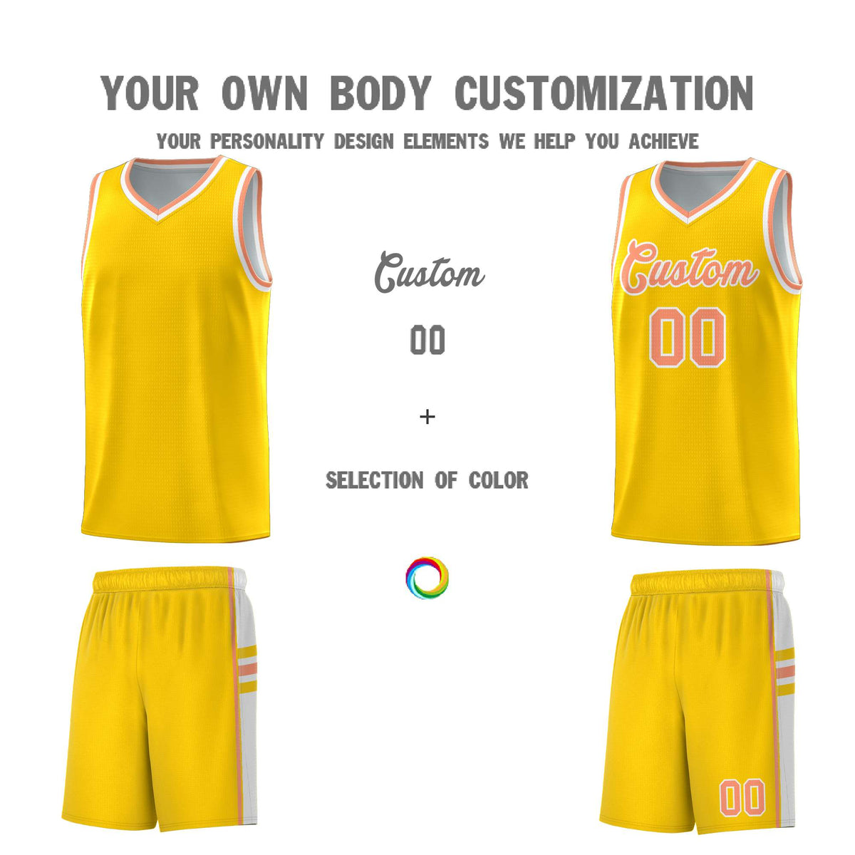 Custom Youth Basketball Jersey - Gold White Personalized Varsity Two-Tone Uniform