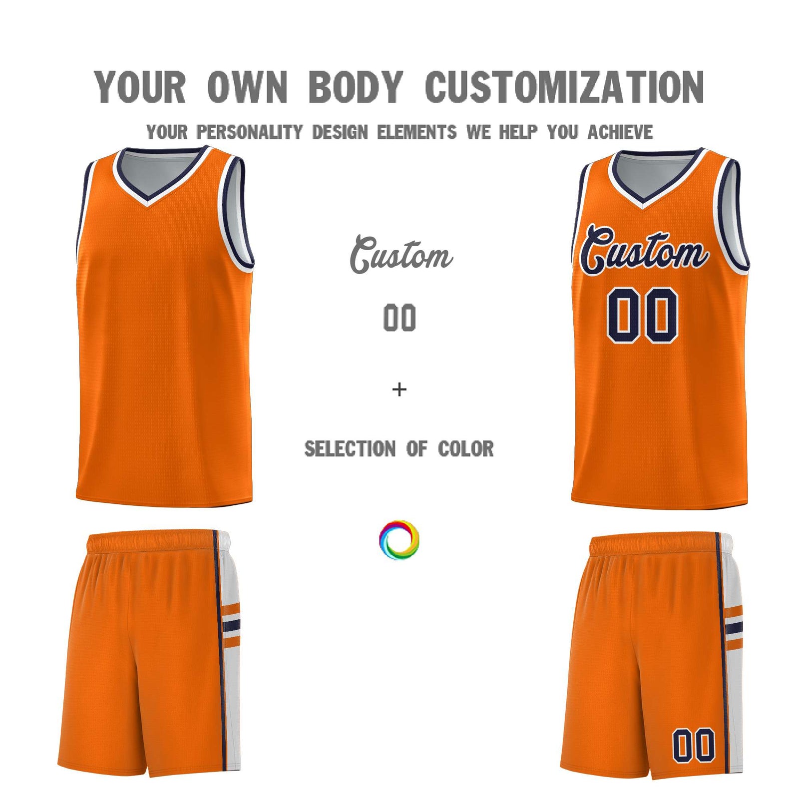 Custom Youth Basketball Jersey - Orange White Personalized Varsity Two-Tone Uniform