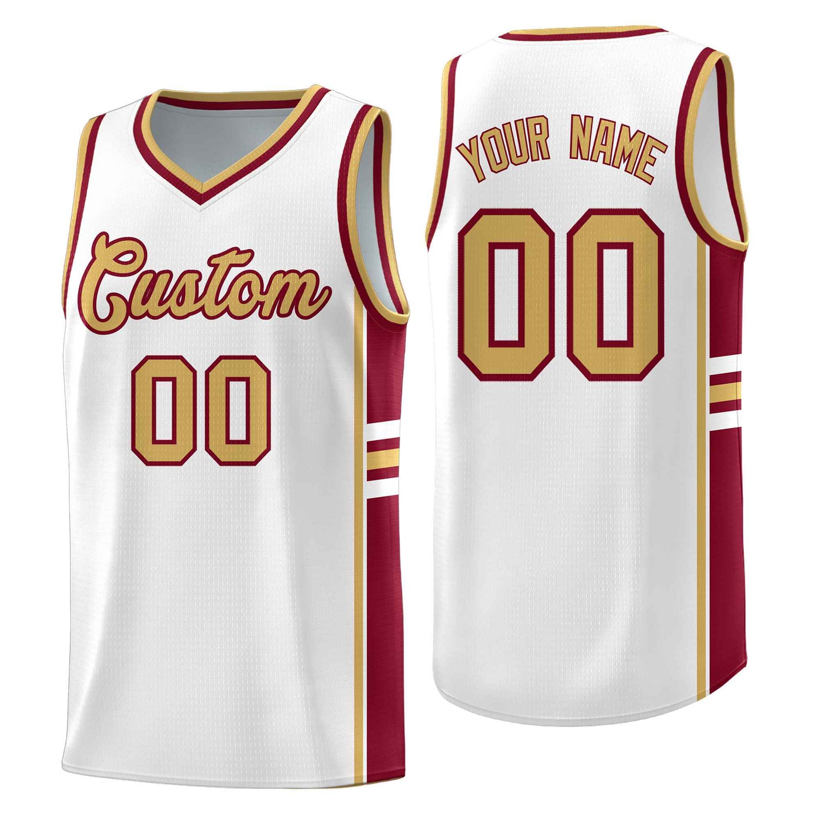 Custom Youth Basketball Jersey - White Crimson Two-Tone Varsity Jersey Set