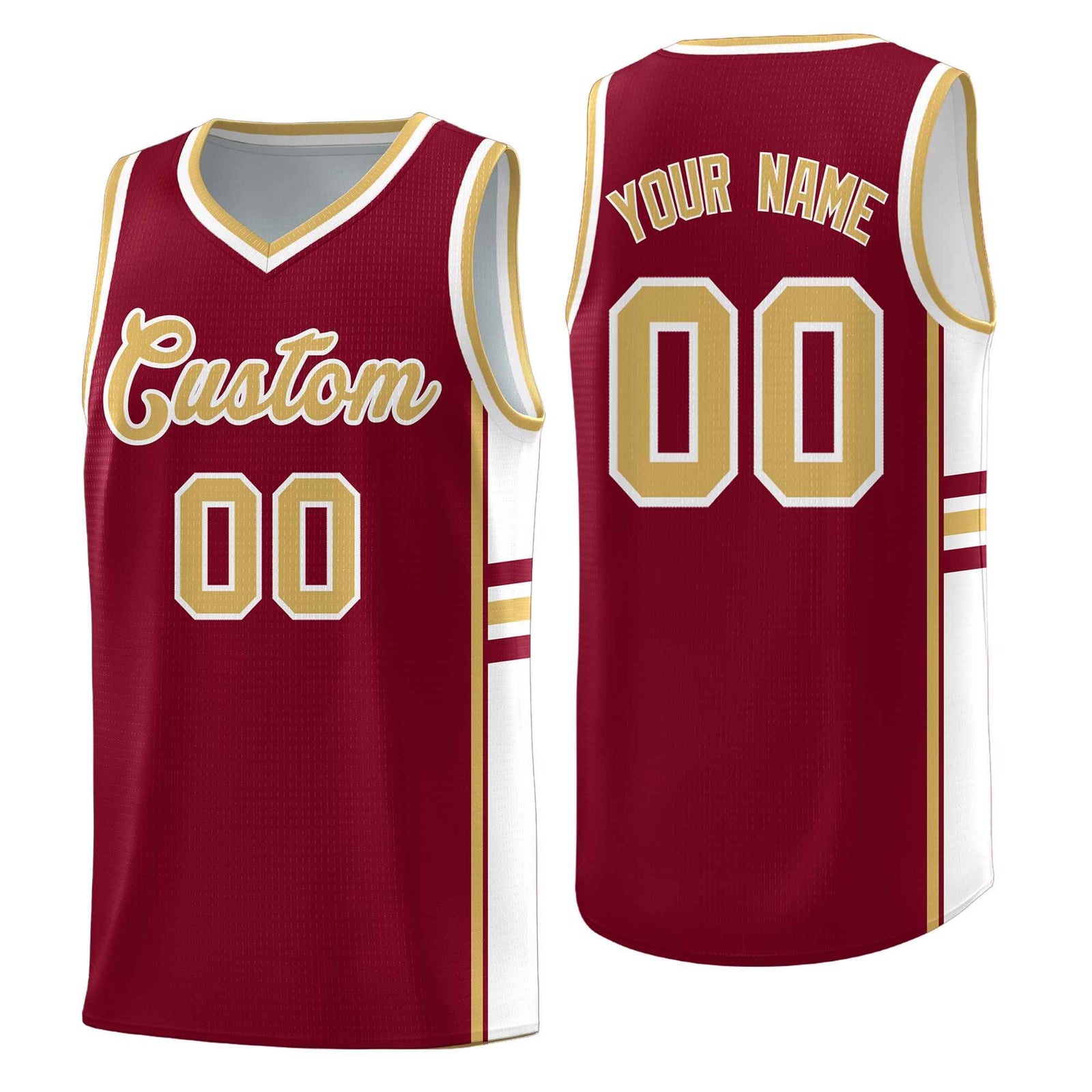 Custom Youth Basketball Jersey - Crimson Old Gold Personalized Varsity Two-Tone Uniform