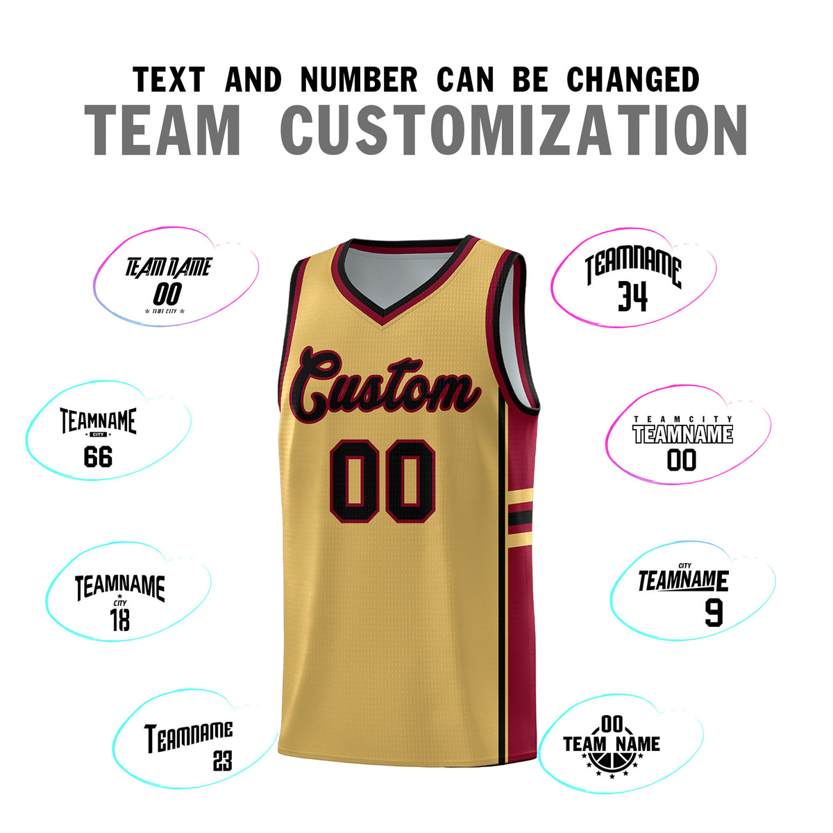 Custom Youth Basketball Jersey - Old Gold Crimson Two-Tone Classic Varsity Uniform