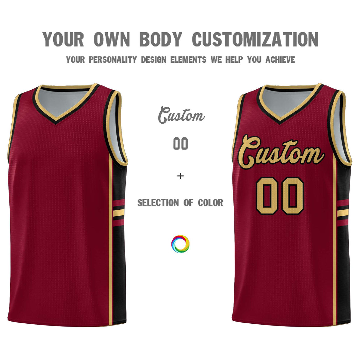 Custom Youth Basketball Jersey - Crimson Black Personalized Varsity Two-Tone Uniform