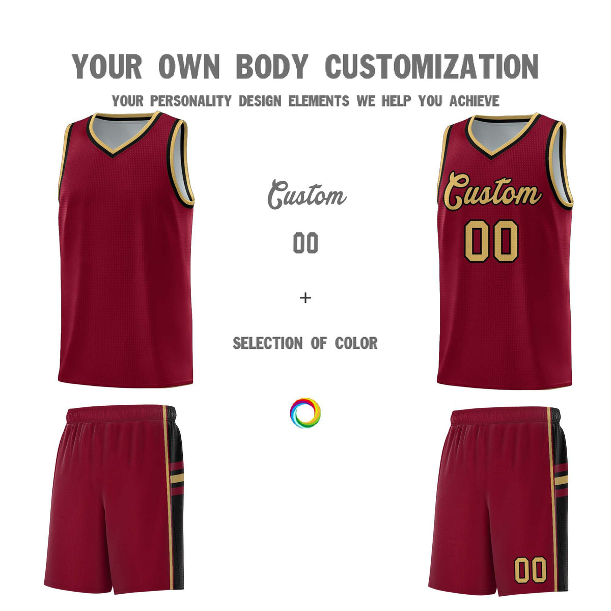 Custom Youth Basketball Jersey - Crimson Black Personalized Varsity Two-Tone Uniform