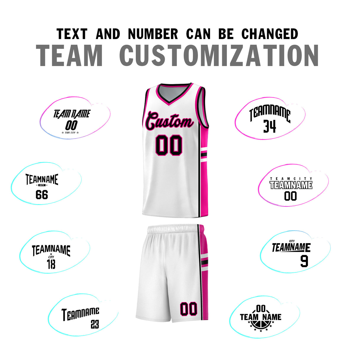 Custom Youth Basketball Jersey - White Pink Two-Tone Varsity Jersey Set