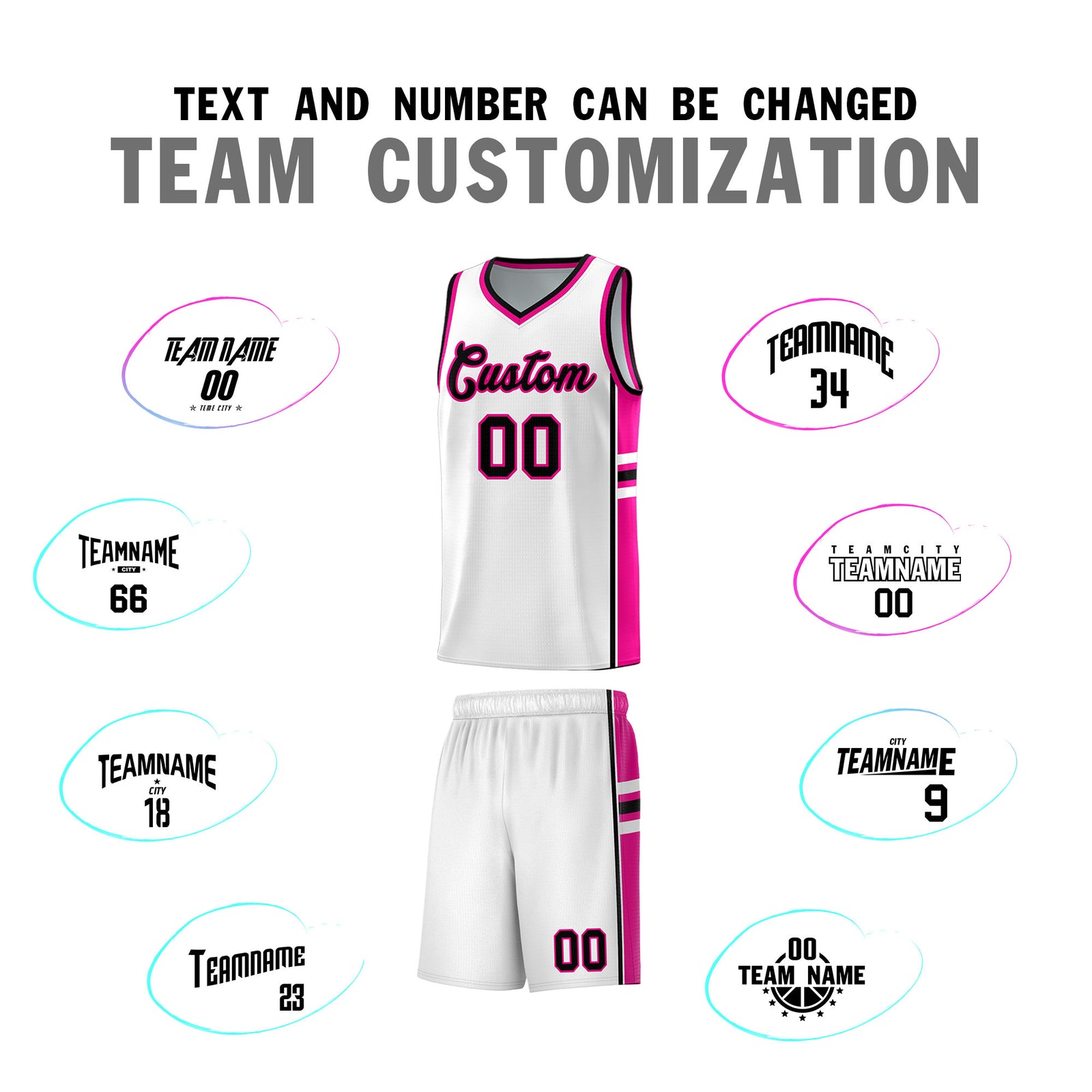 Custom Youth Basketball Jersey - White Pink Two-Tone Varsity Jersey Set