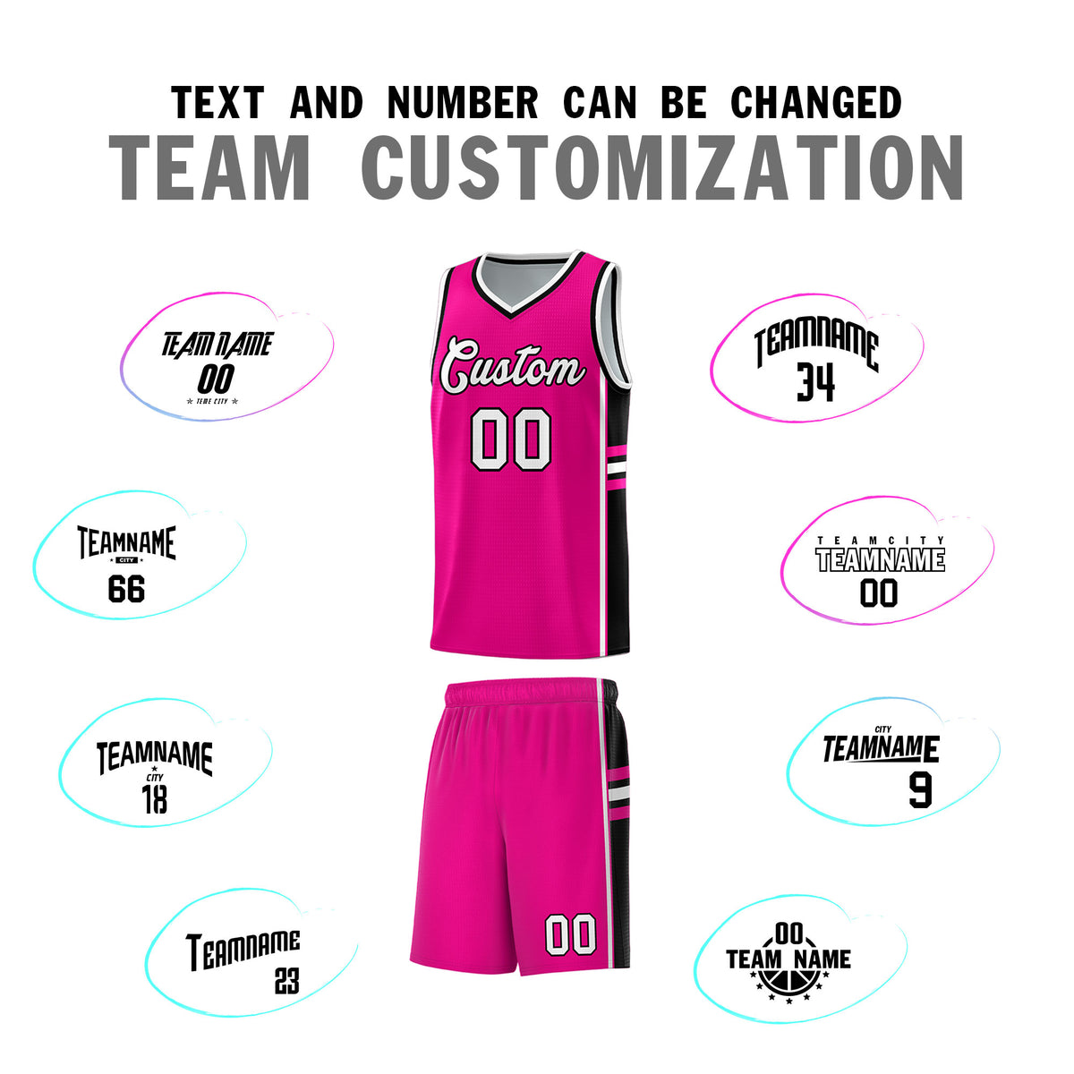 Custom Youth Basketball Jersey - Pink Black Personalized Varsity Two-Tone Uniform