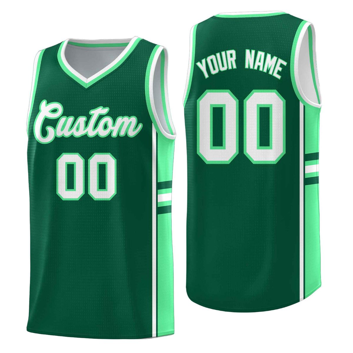 Custom Youth Basketball Jersey - Kelly Green Green Two-Tone Classic Varsity Uniform