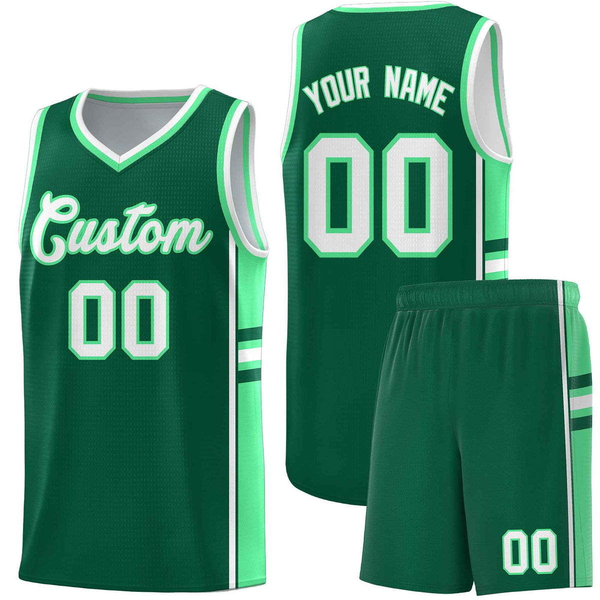 Custom Youth Basketball Jersey - Kelly Green Green Two-Tone Classic Varsity Uniform