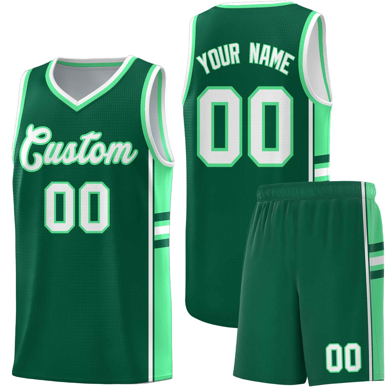 Custom Youth Basketball Jersey - Kelly Green Green Two-Tone Classic Varsity Uniform