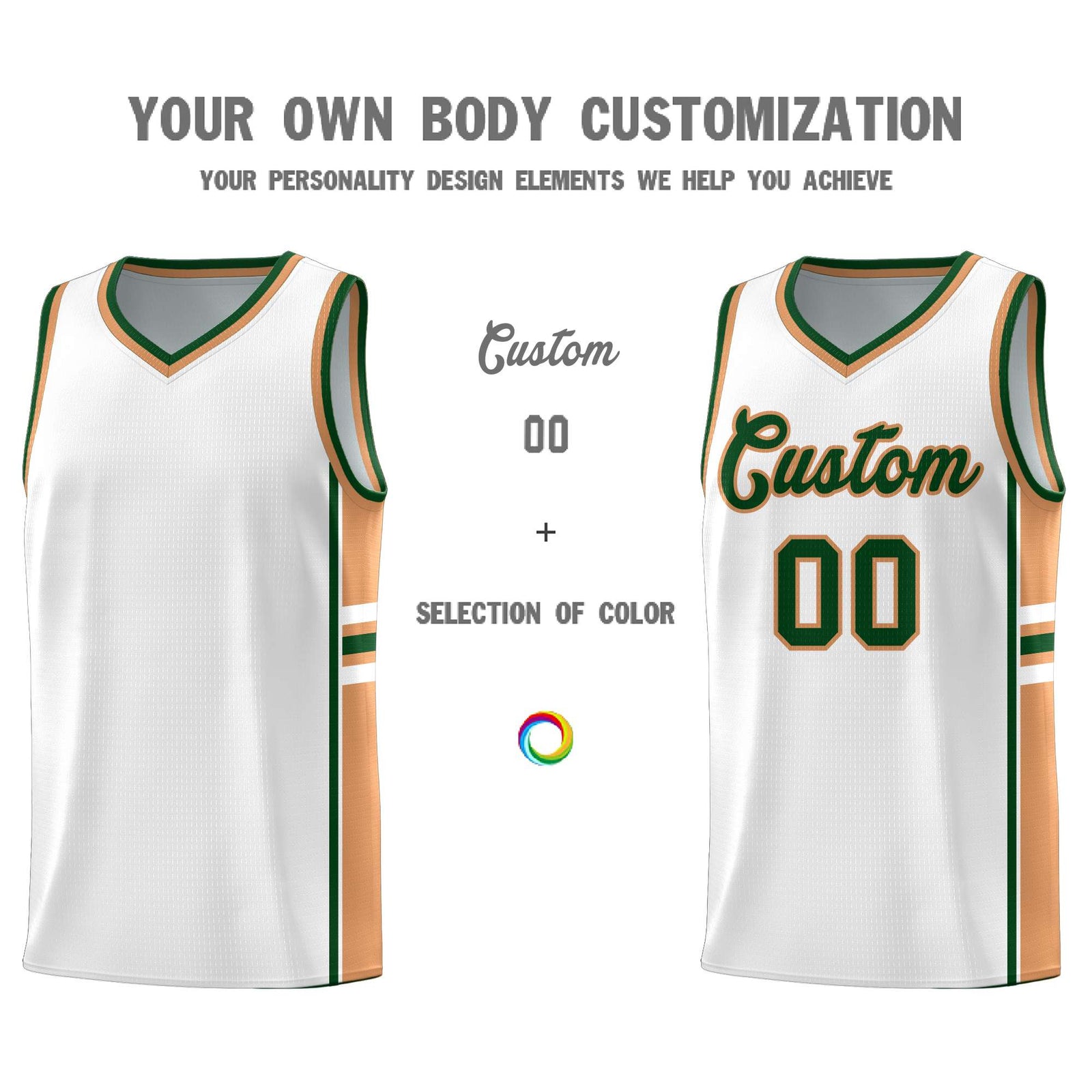 Custom Youth Basketball Jersey - White Buckskin Brown Two-Tone Varsity Jersey Set