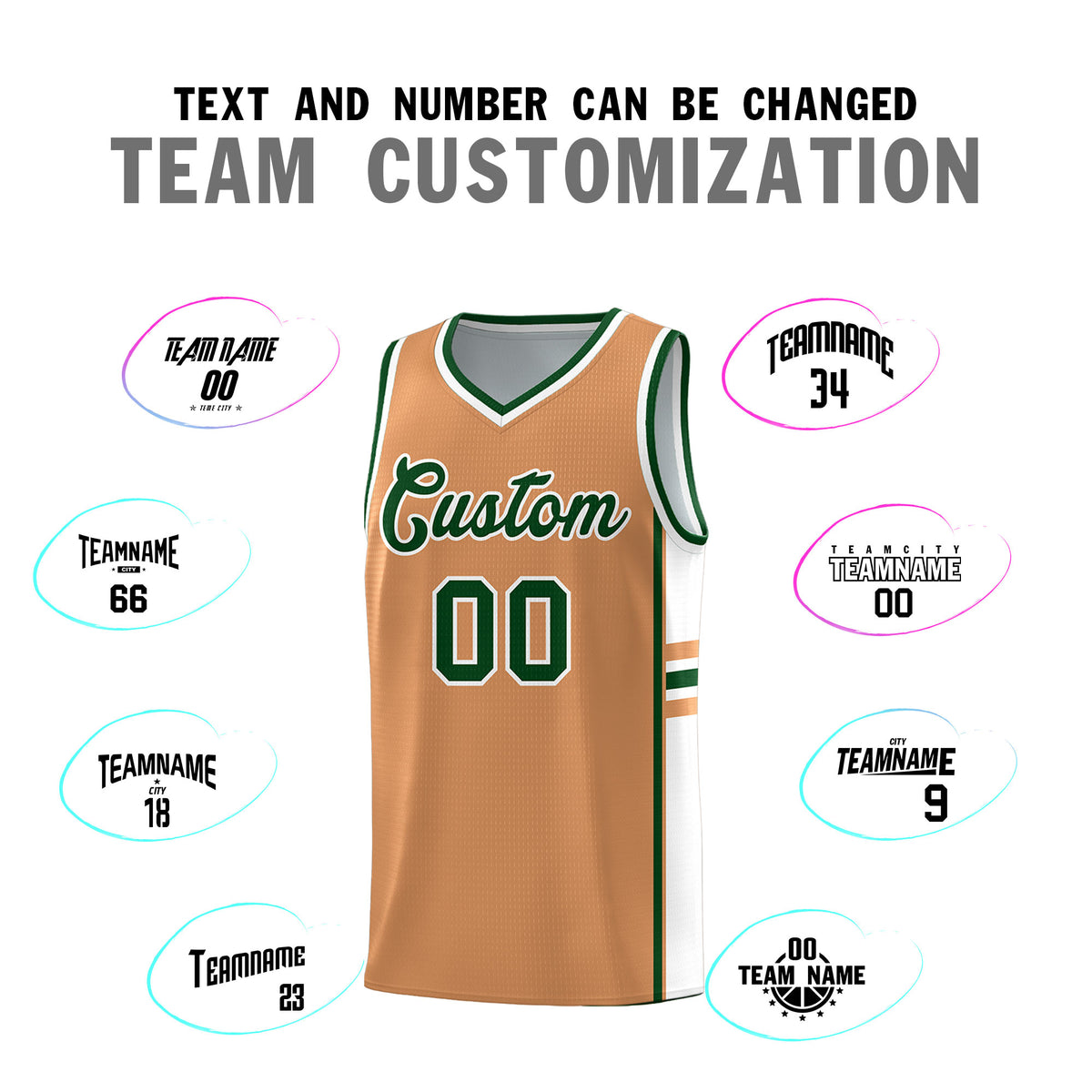 Custom Youth Basketball Jersey - Buckskin Brown White Personalized Varsity Two-Tone Uniform