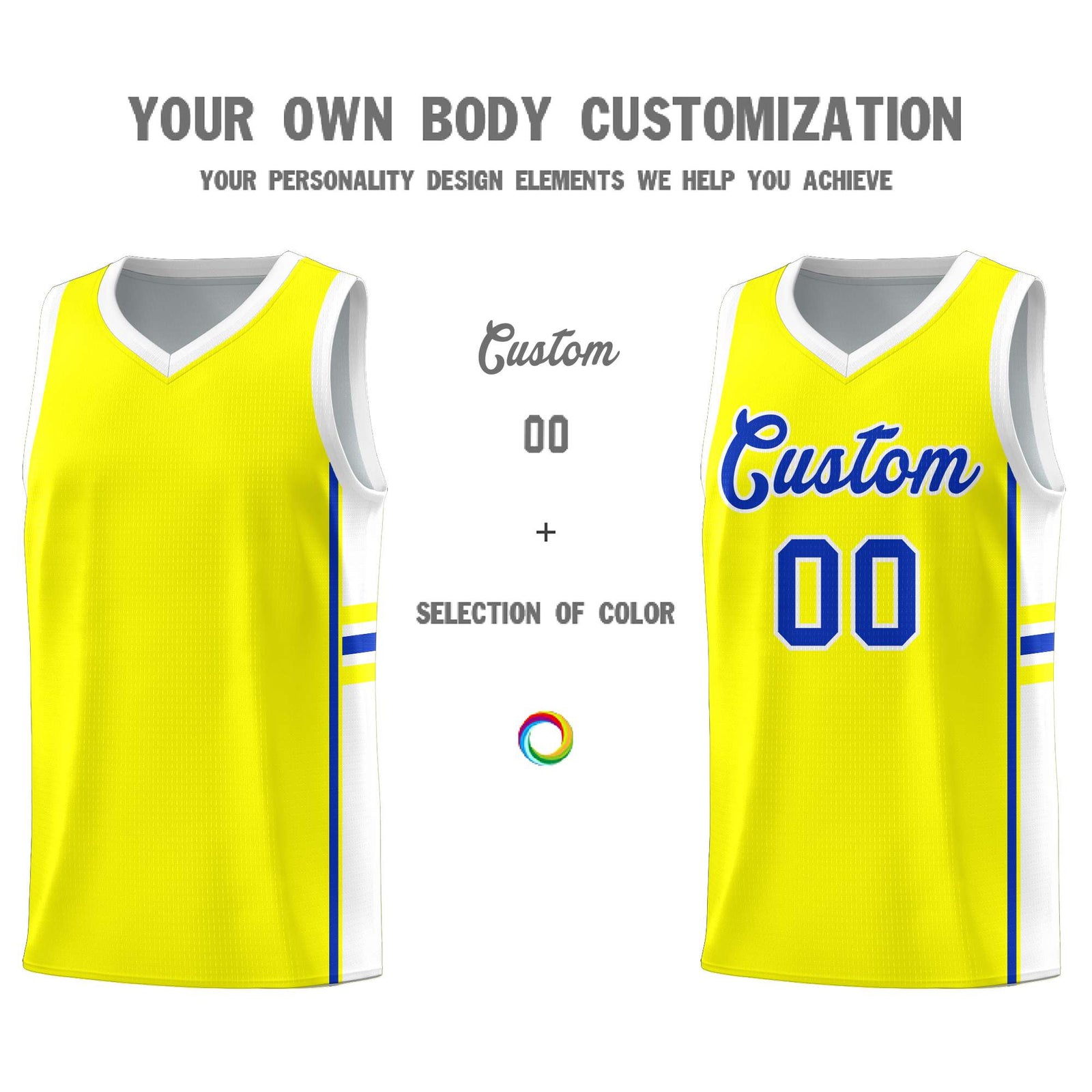 Custom Youth Basketball Jersey - Fluorescent Yellow White Two-Tone Classic Varsity Uniform