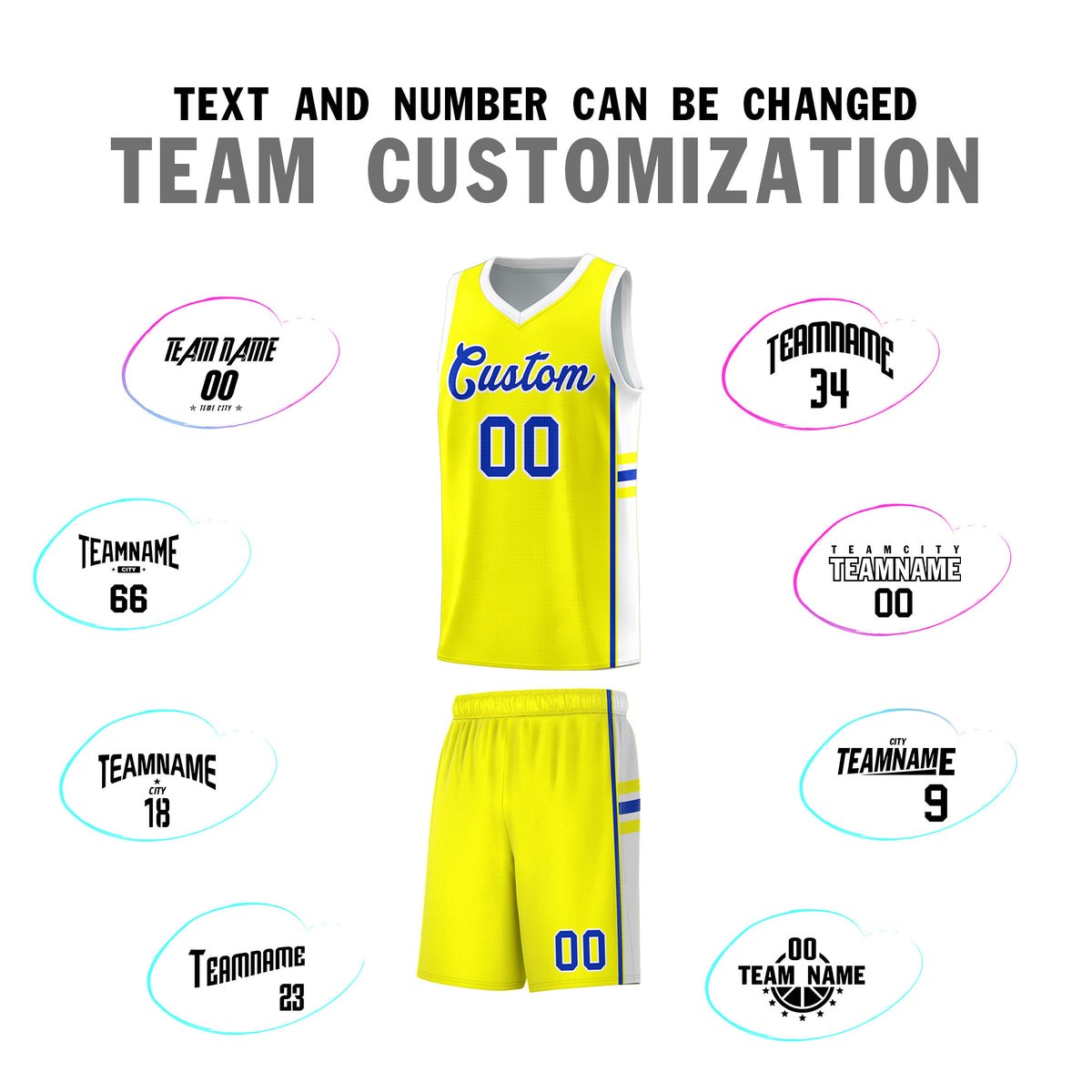 Custom Youth Basketball Jersey - Fluorescent Yellow White Two-Tone Classic Varsity Uniform