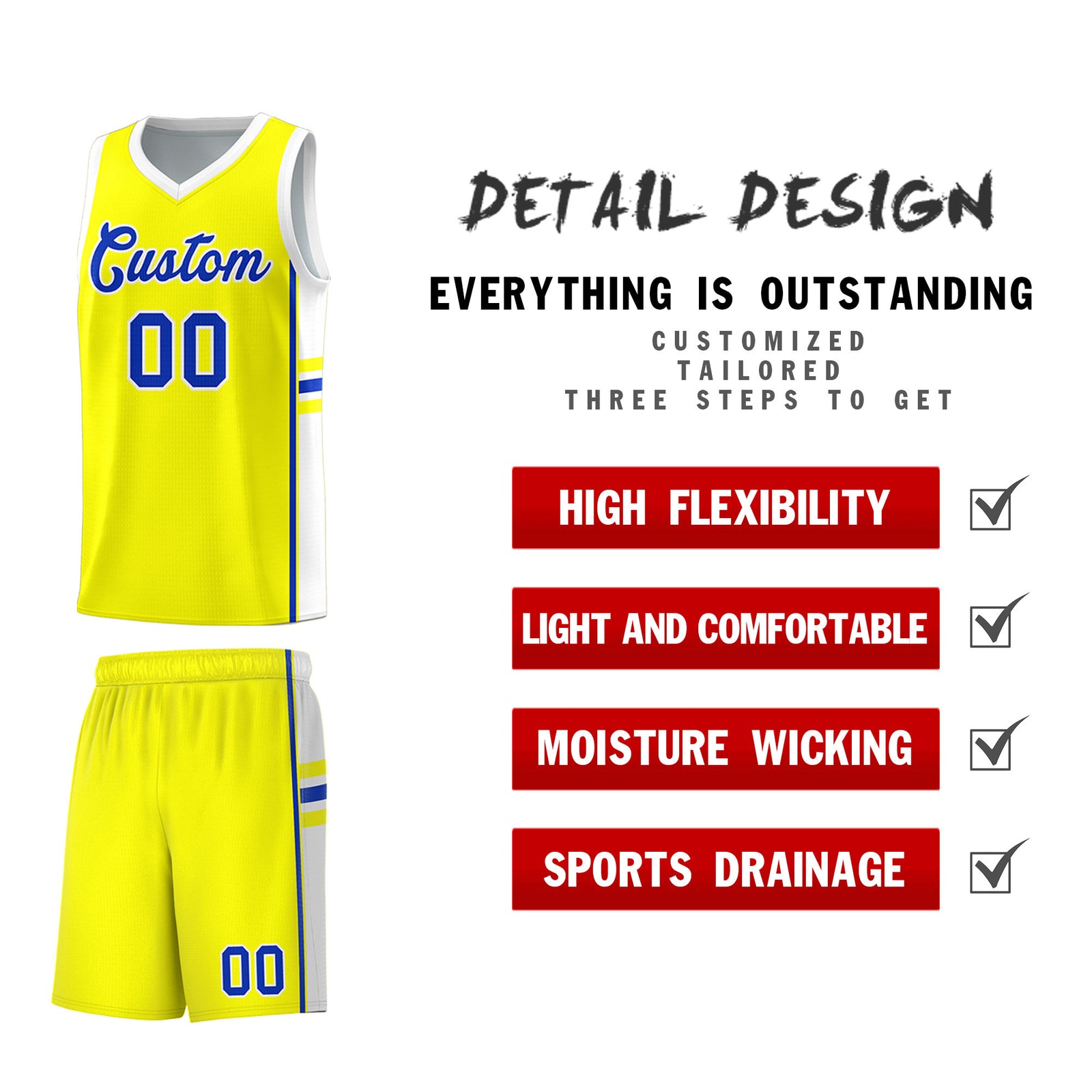 Custom Youth Basketball Jersey - Fluorescent Yellow White Two-Tone Classic Varsity Uniform