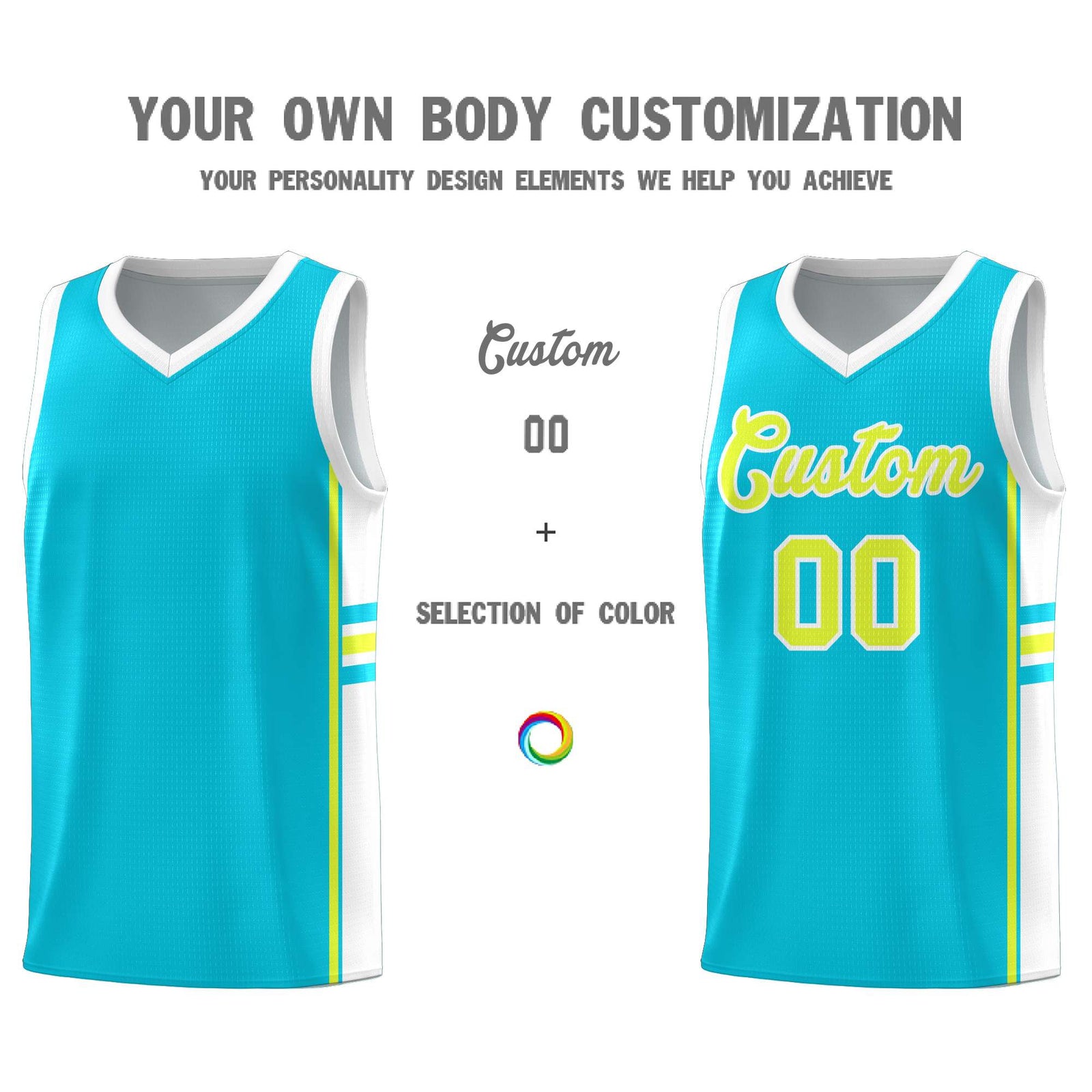 Custom Youth Basketball Jersey - Sky Blue White Personalized Varsity Two-Tone Uniform