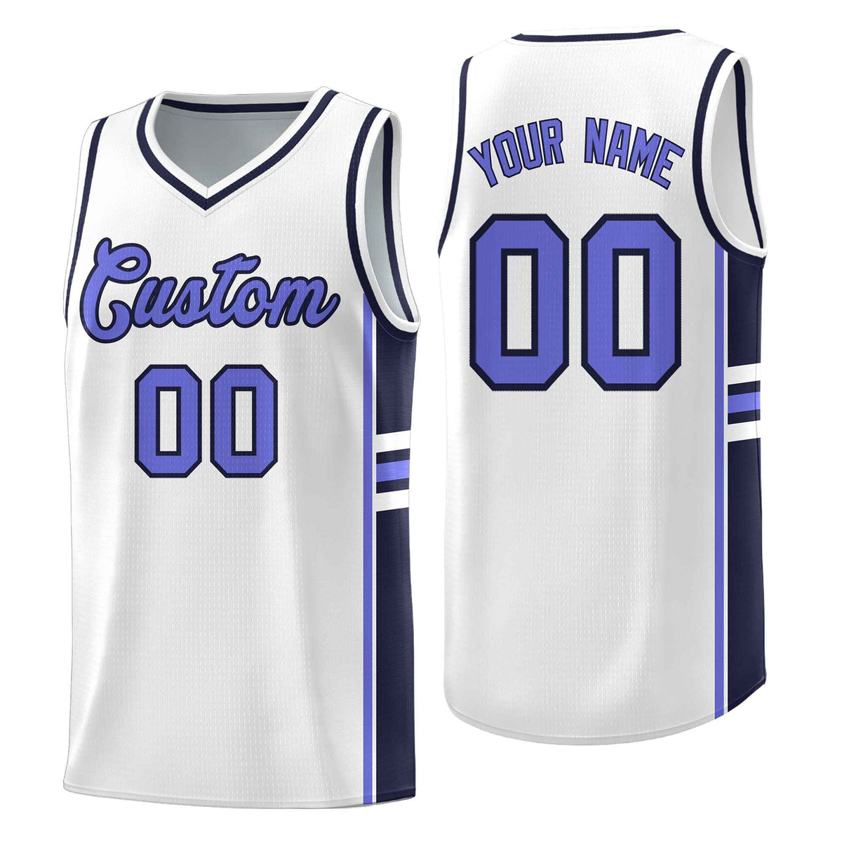 Custom Youth Basketball Jersey - White Navy Two-Tone Varsity Jersey Set