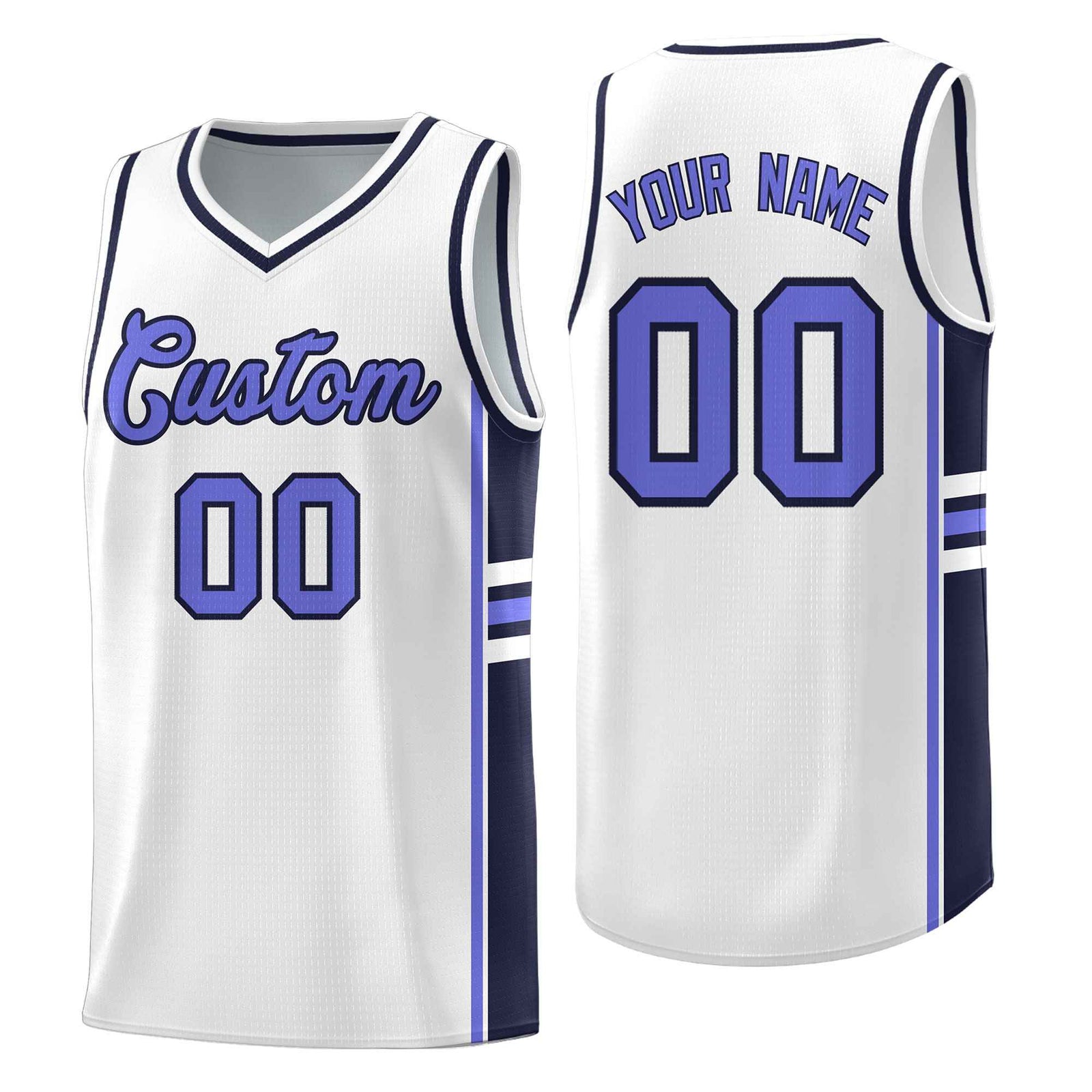 Custom Youth Basketball Jersey - White Navy Two-Tone Varsity Jersey Set
