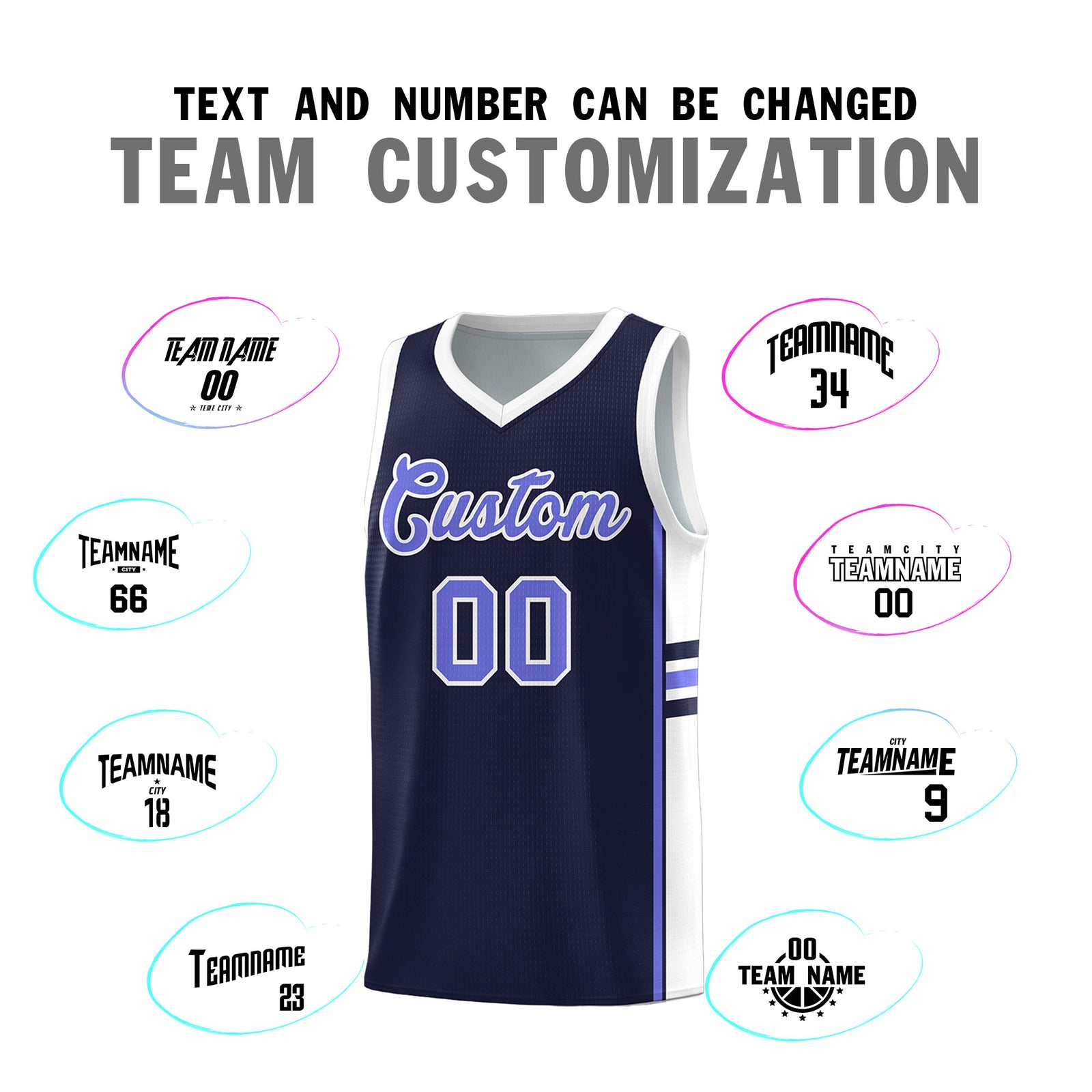 Custom Youth Basketball Jersey - Navy White Personalized Varsity Two-Tone Uniform