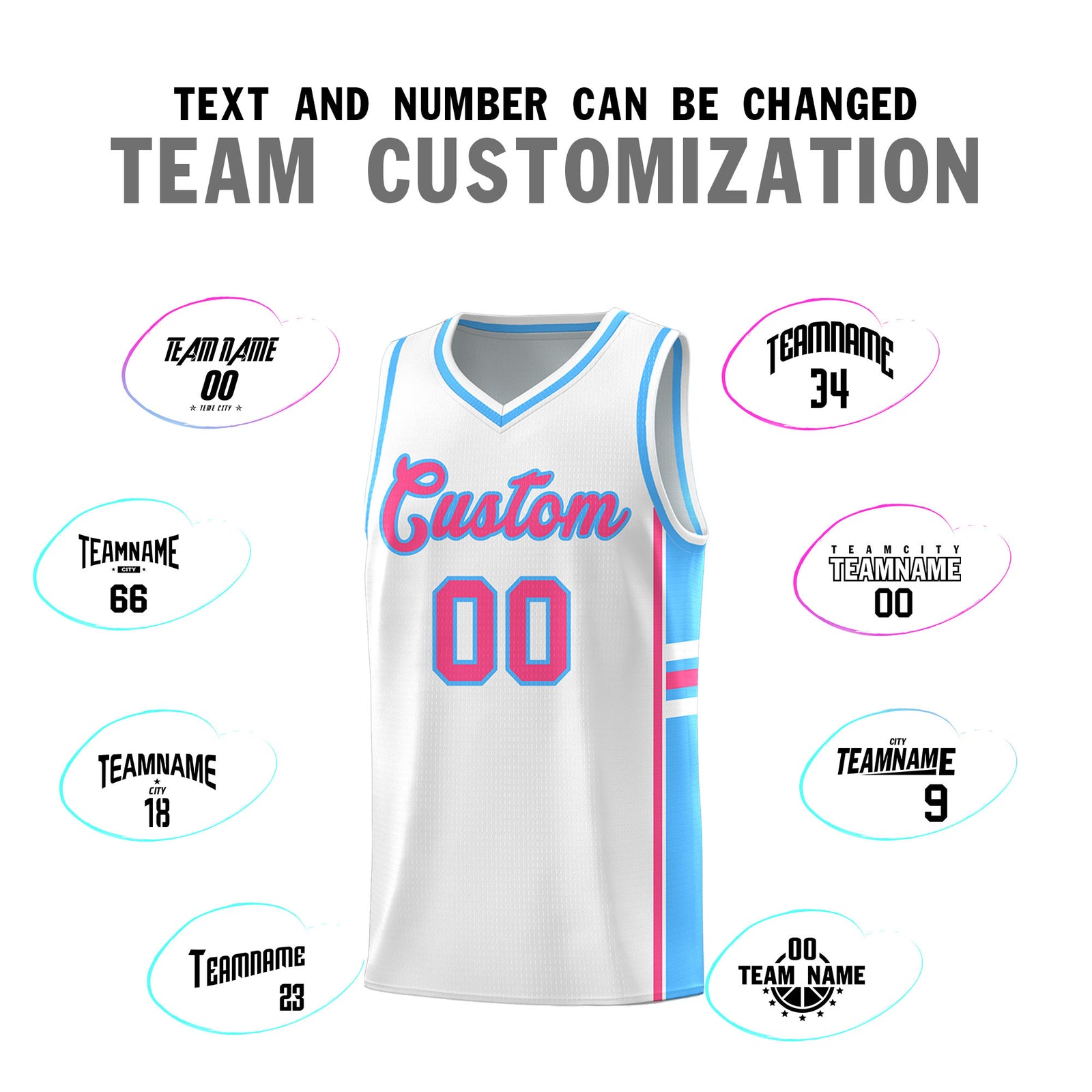 Custom Youth Basketball Jersey - White Powder Blue Two-Tone Varsity Jersey Set