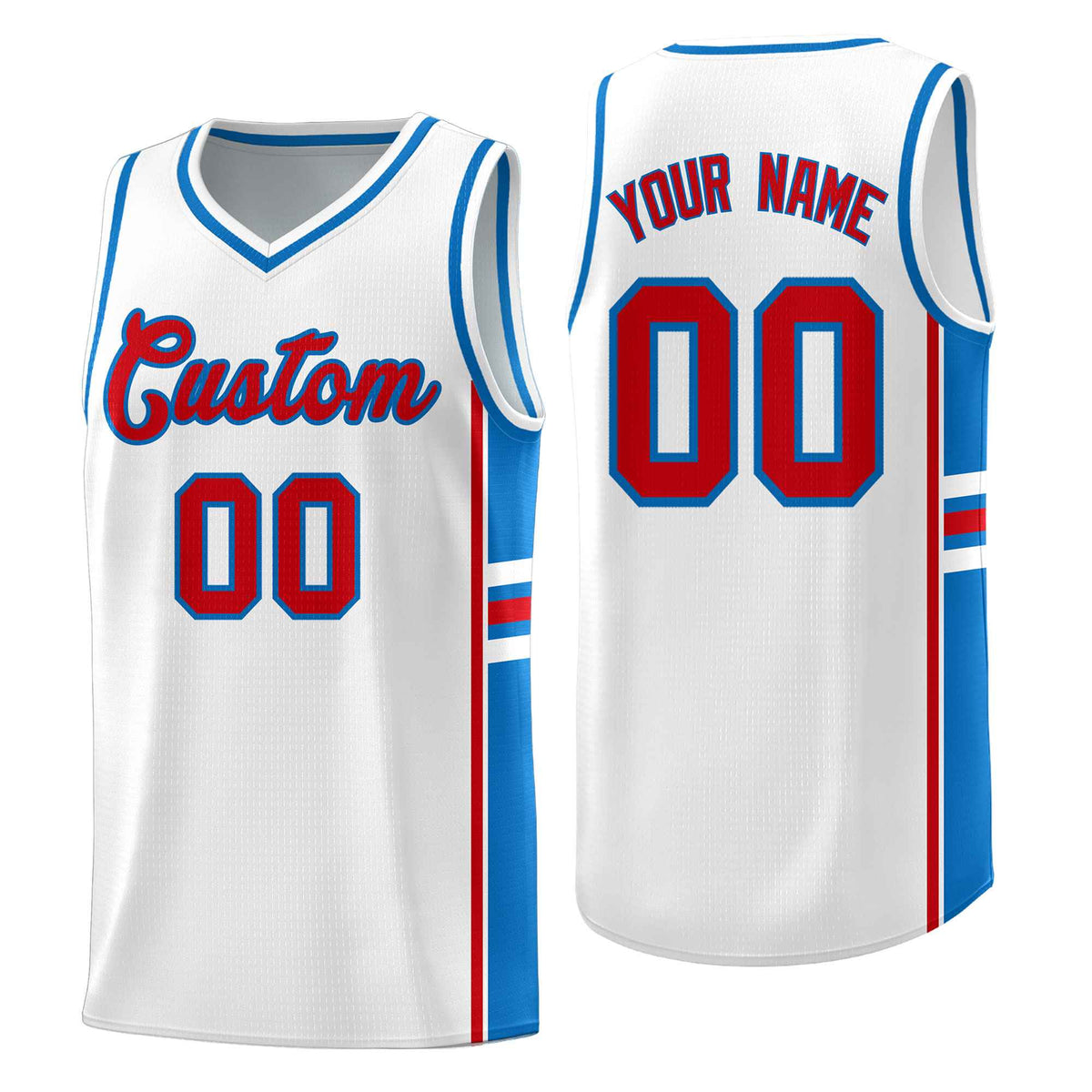 Custom Youth Basketball Jersey - White Royal Two-Tone Varsity Jersey Set