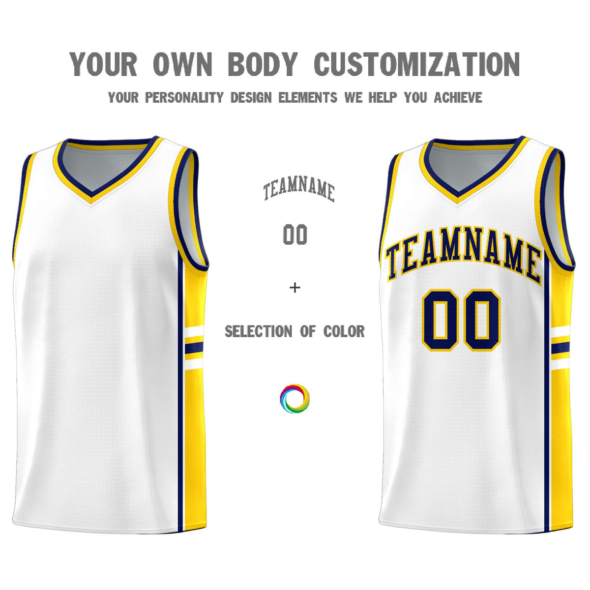 Custom Youth Basketball Jersey - White Gold Personalized Varsity Two-Tone Uniform