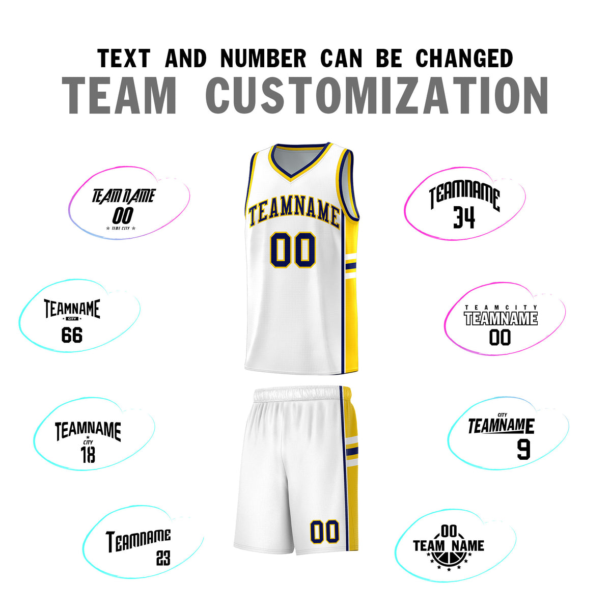 Custom Youth Basketball Jersey - White Gold Personalized Varsity Two-Tone Uniform